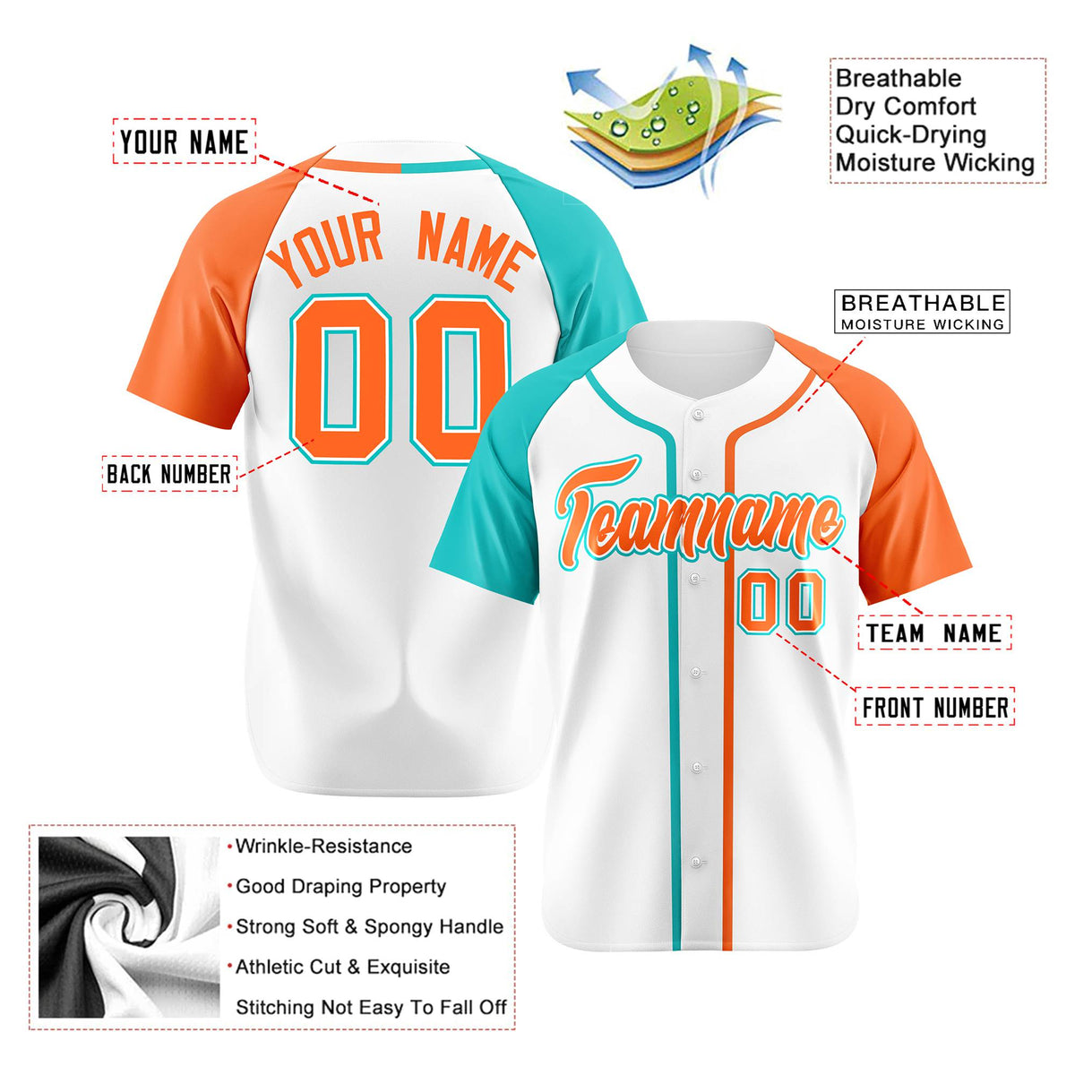 Custom White Bright Green Orange Authentic Baseball Jersey