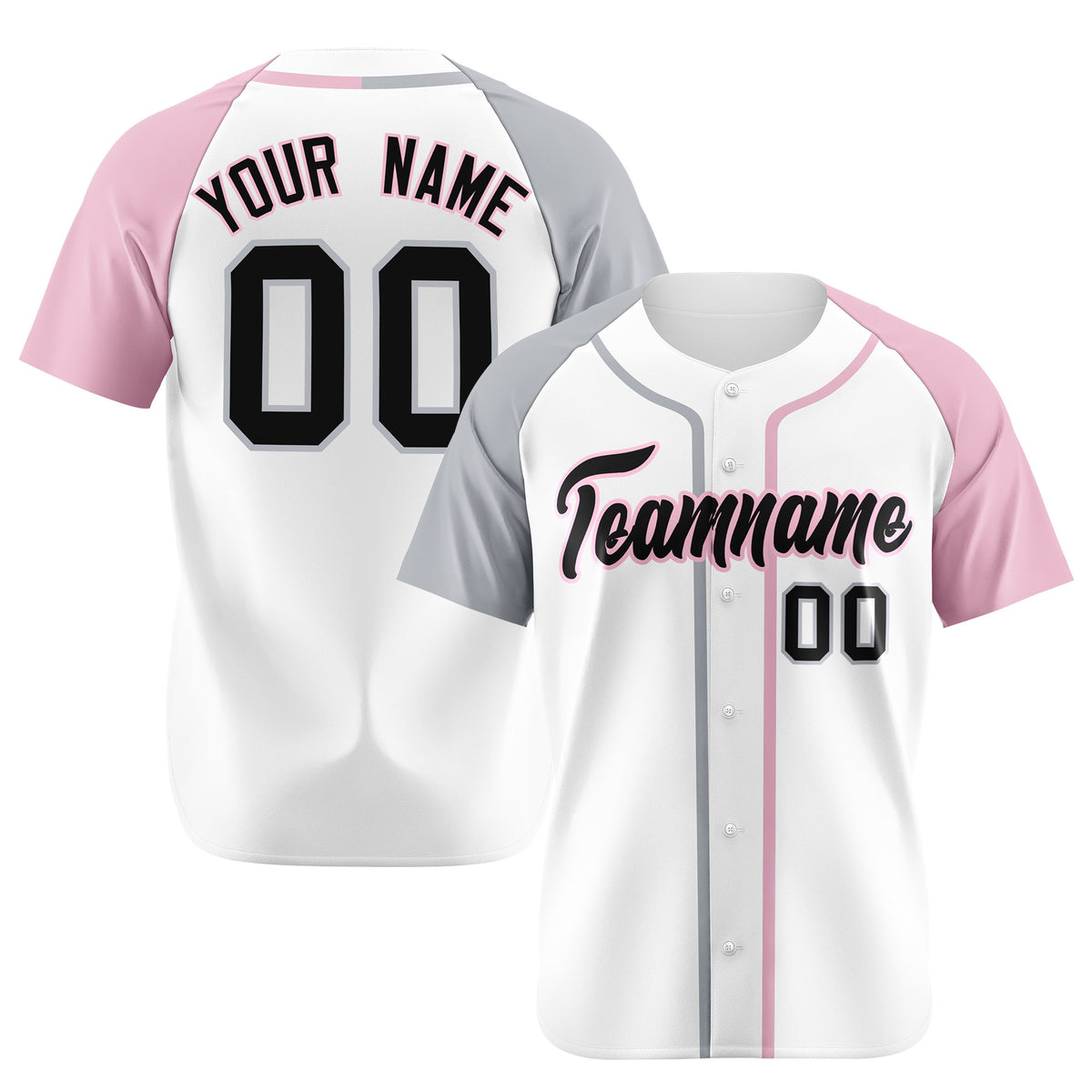 Custom White Gray Pink Authentic Baseball Jersey