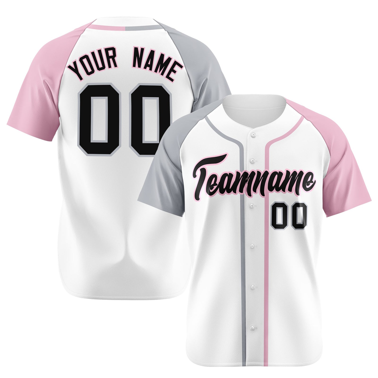 Custom White Gray Pink Authentic Baseball Jersey