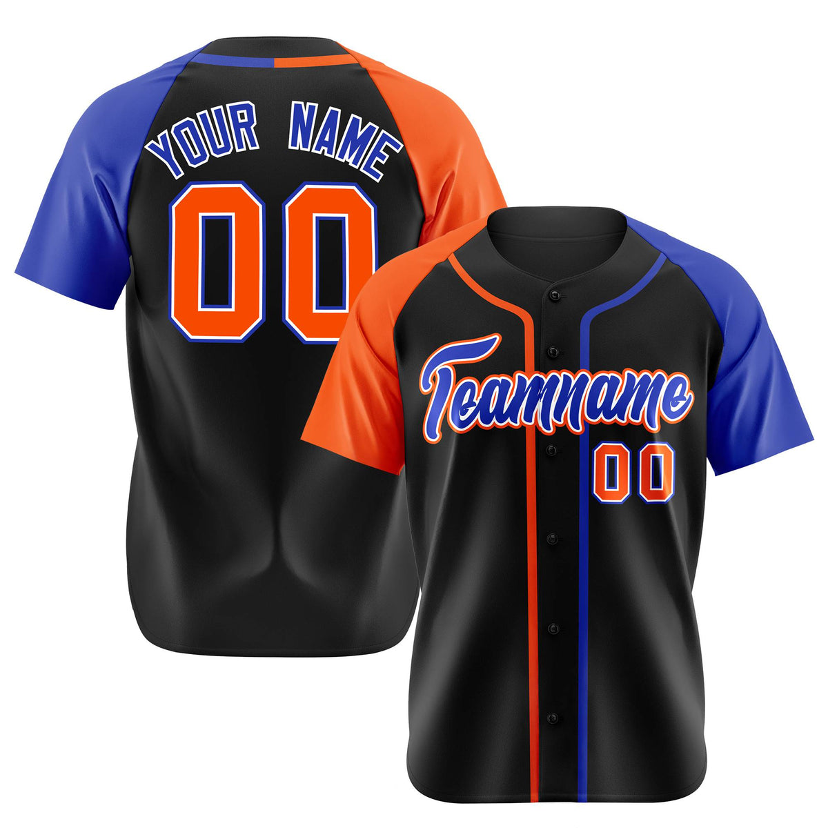 Custom Black Orange Blue Authentic Baseball Jersey