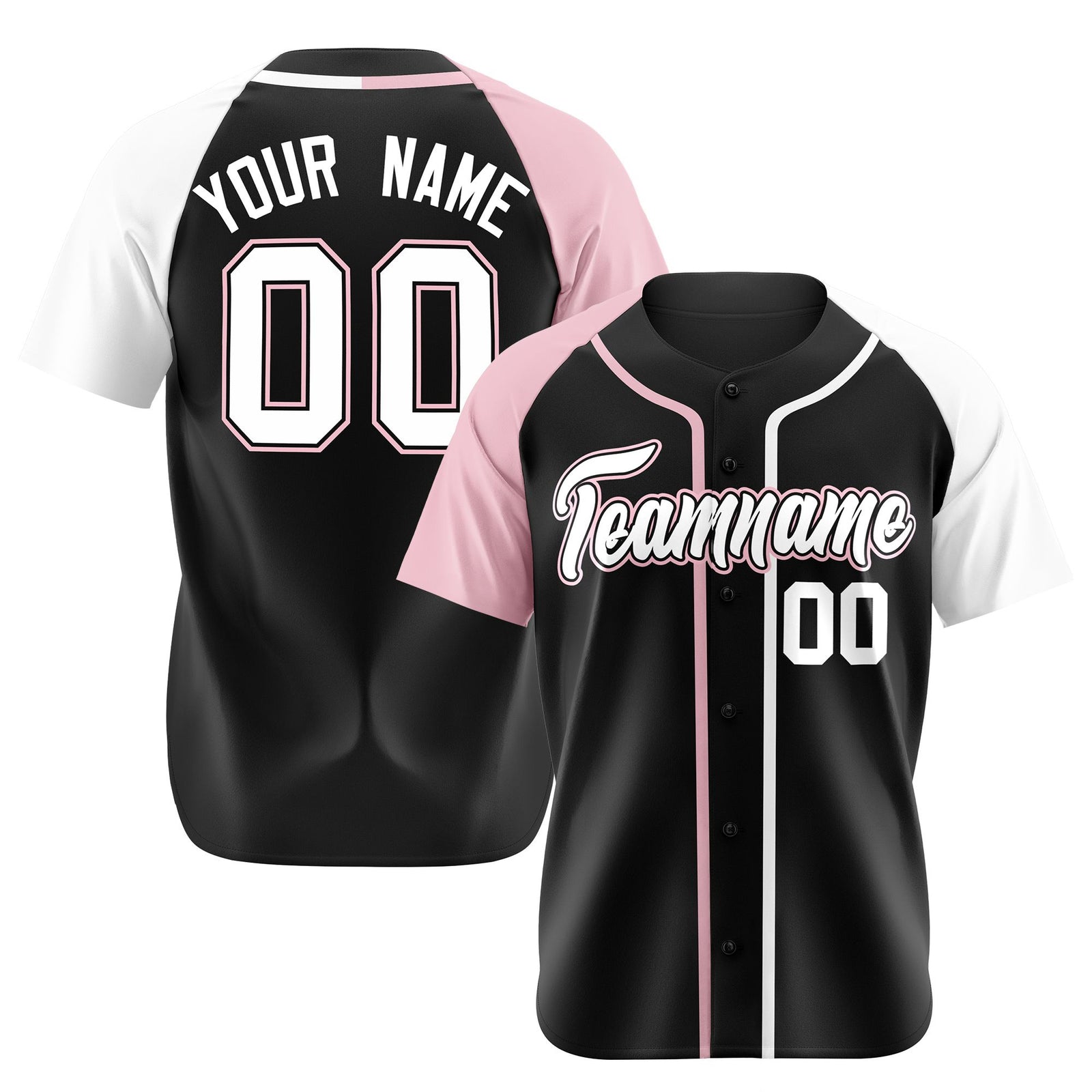 Custom Black Pink White Authentic Baseball Jersey