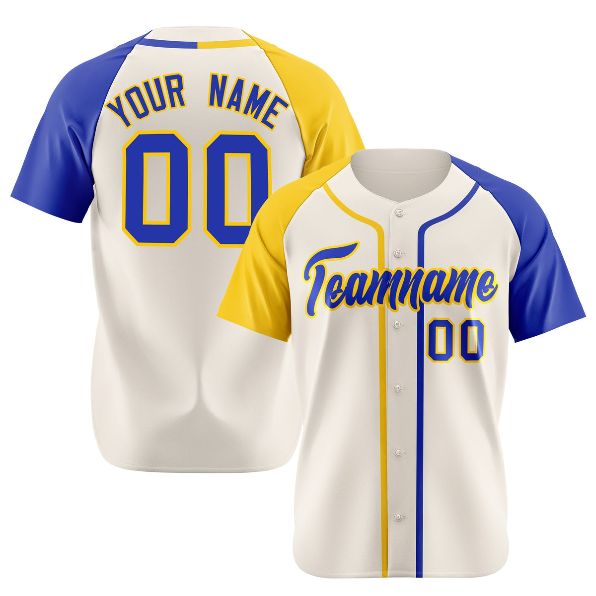 Custom Cream Yellow Blue Authentic Baseball Jersey