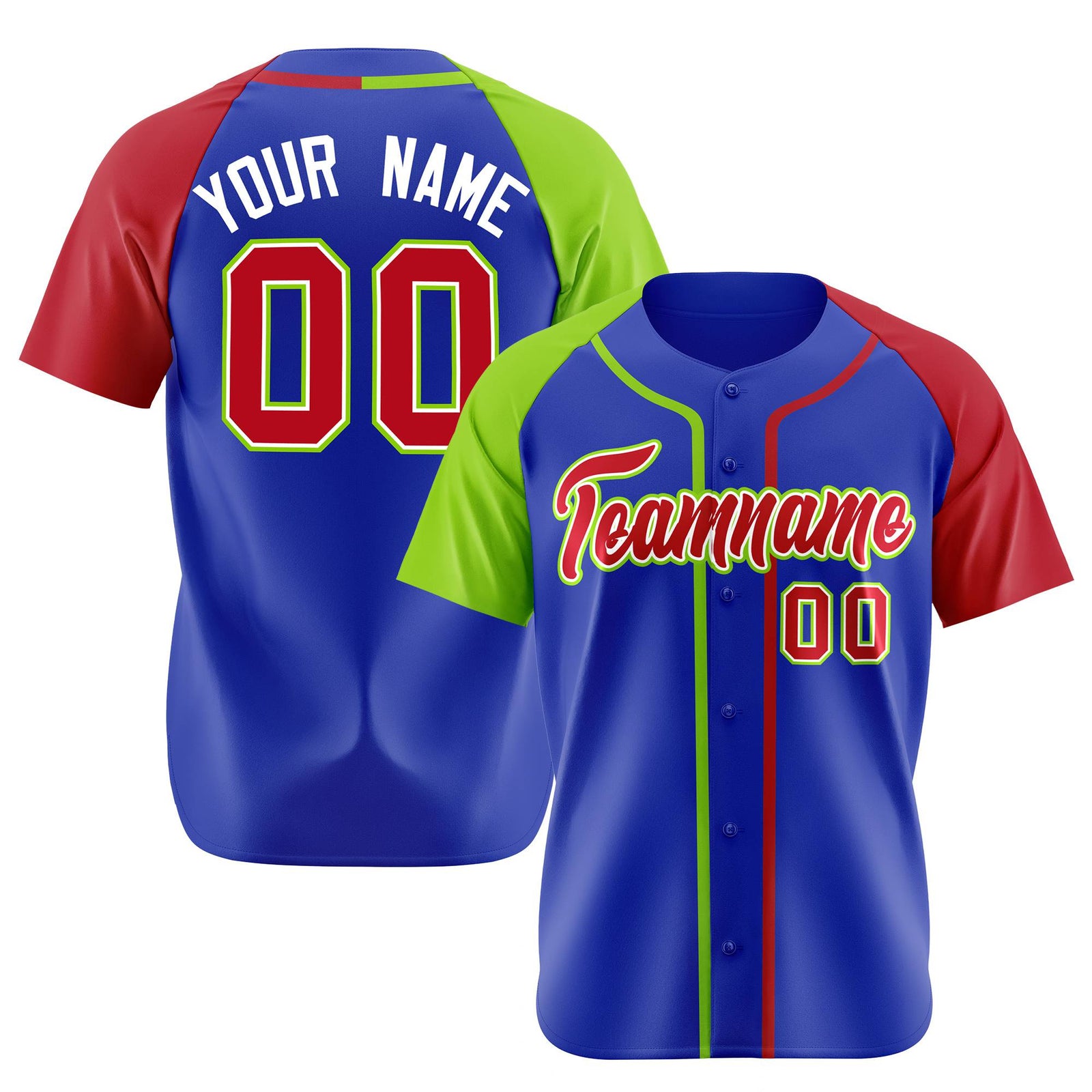 Custom Purple Neon Green Red Authentic Baseball Jersey