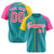 Custom Aqua Yellow Pink Aqua Authentic Baseball Jersey