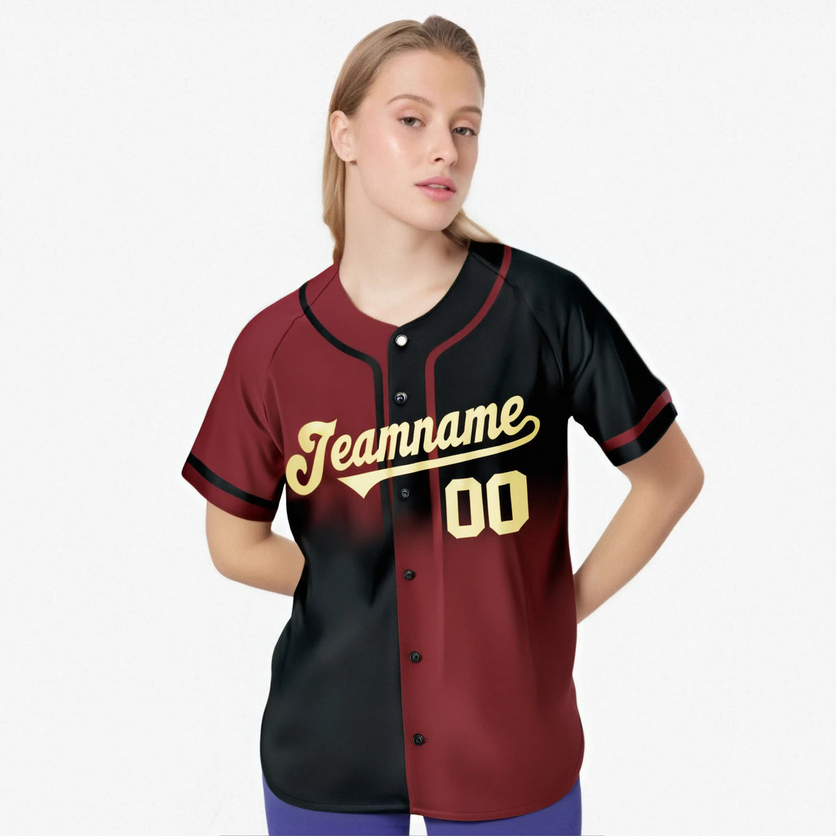Custom Crimson-Black Authentic Split Fashion Baseball Jersey