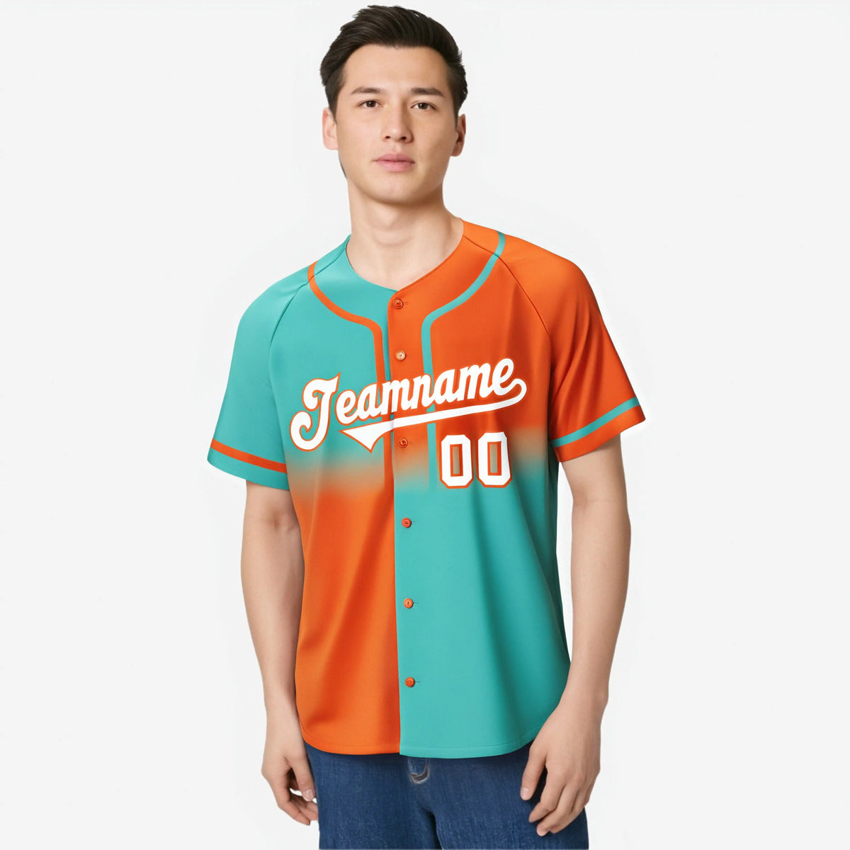 Custom Orange-Bright Green White Authentic Split Fashion Baseball Jersey
