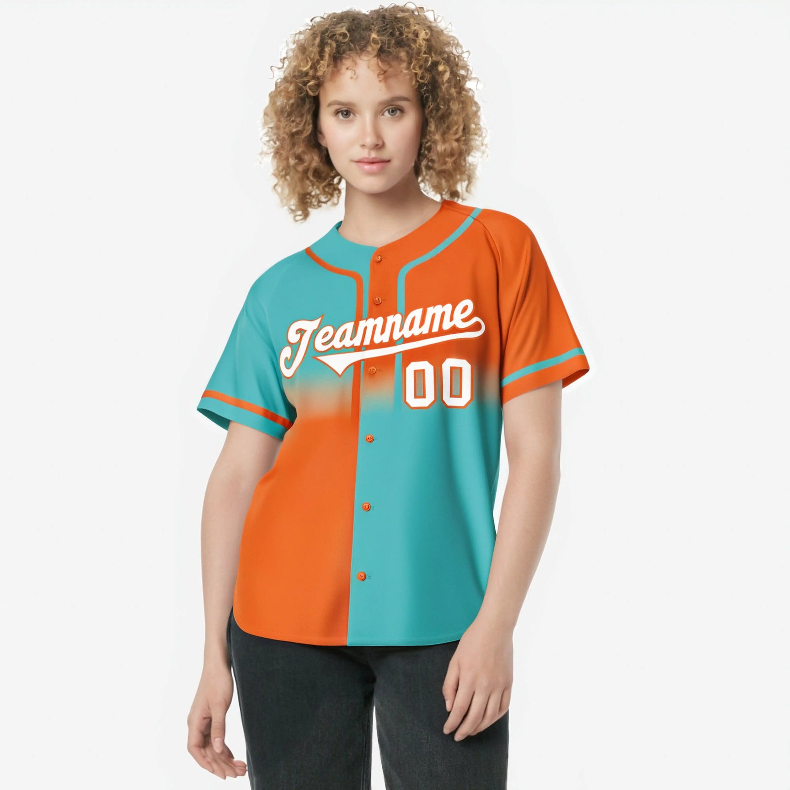 Custom Orange-Bright Green White Authentic Split Fashion Baseball Jersey