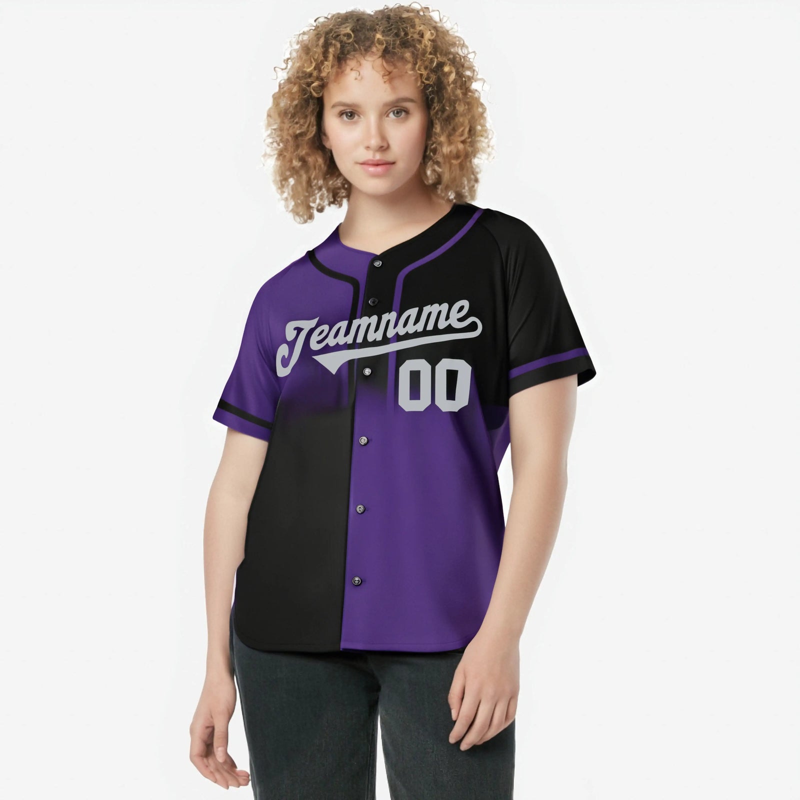 Custom Black-Purple Gray Authentic Split Fashion Baseball Jersey