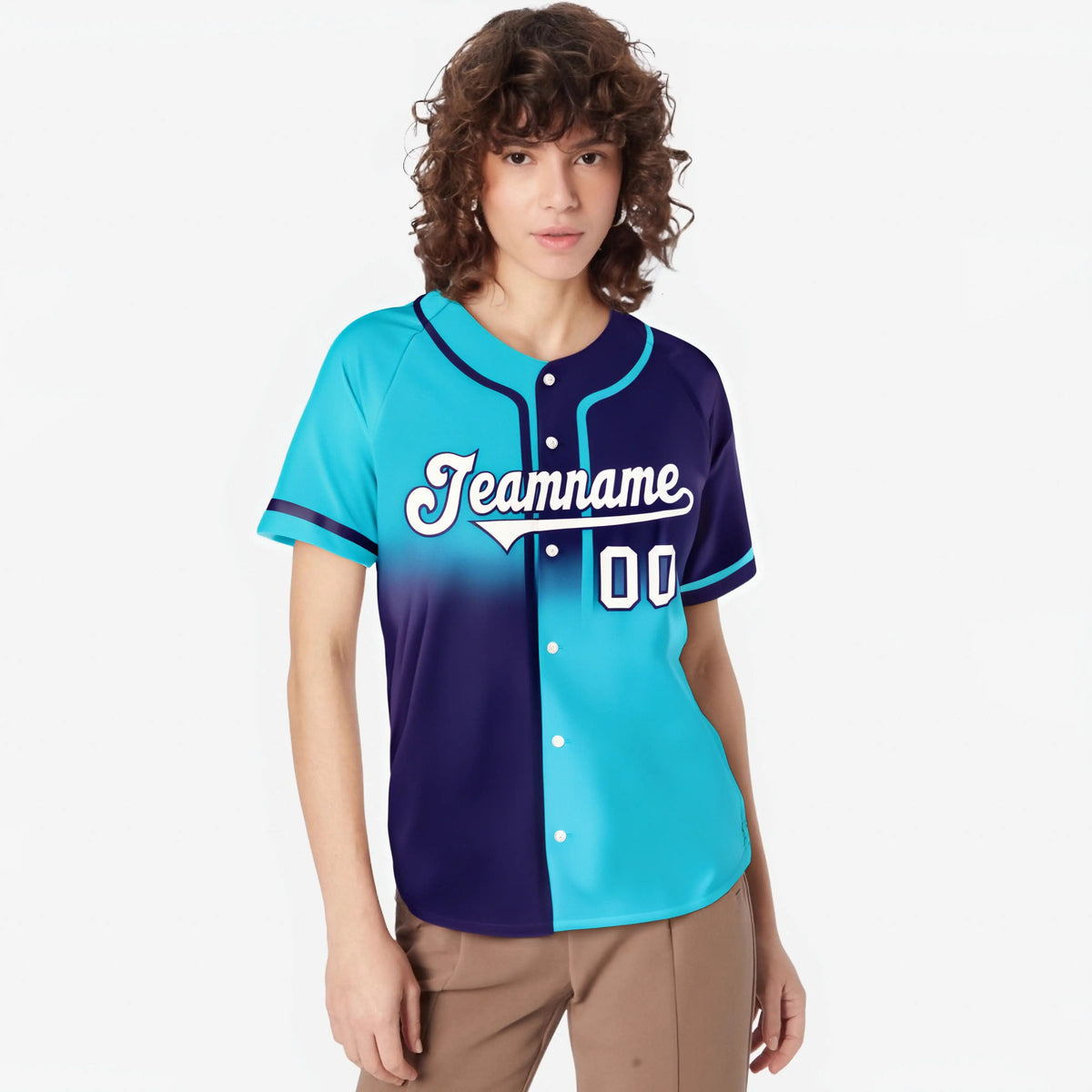 Custom Purple-Blue White Authentic Split Fashion Baseball Jersey