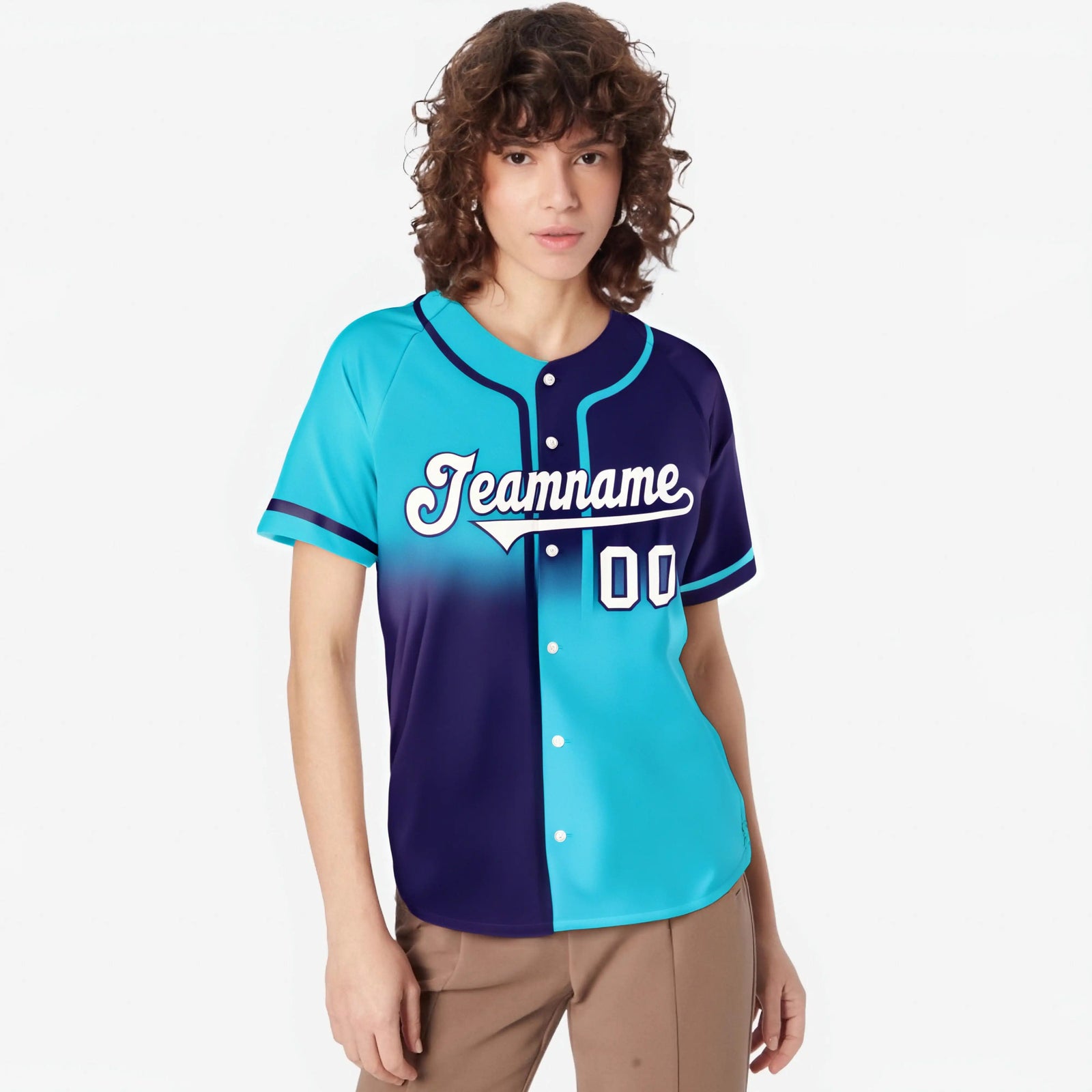 Custom Purple-Blue White Authentic Split Fashion Baseball Jersey