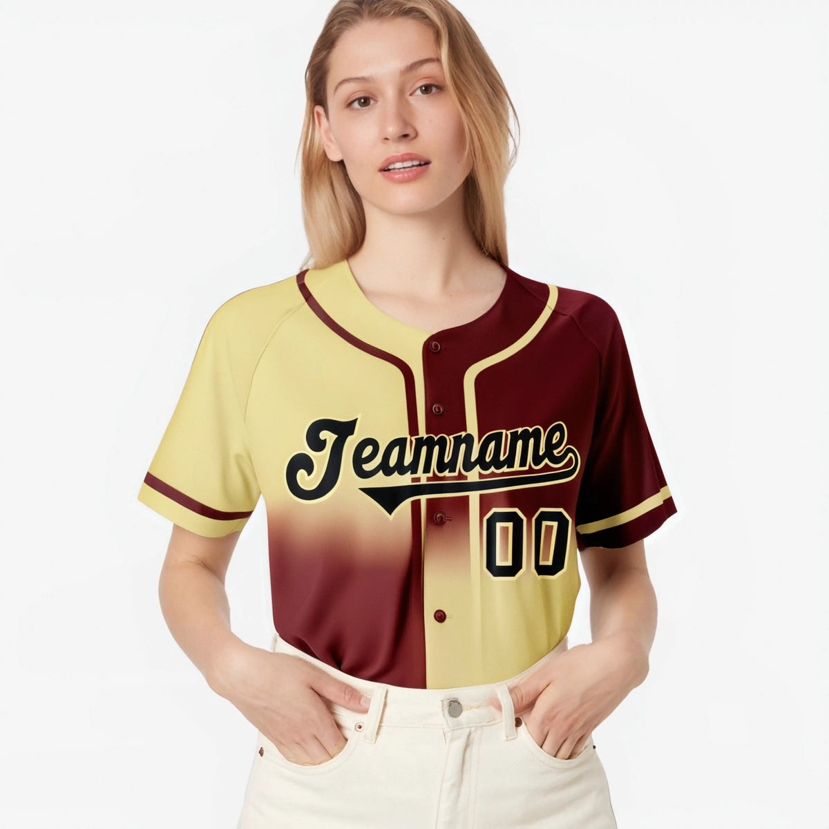 Custom Crimson Khaki Black Authentic Split Fashion Baseball Jersey