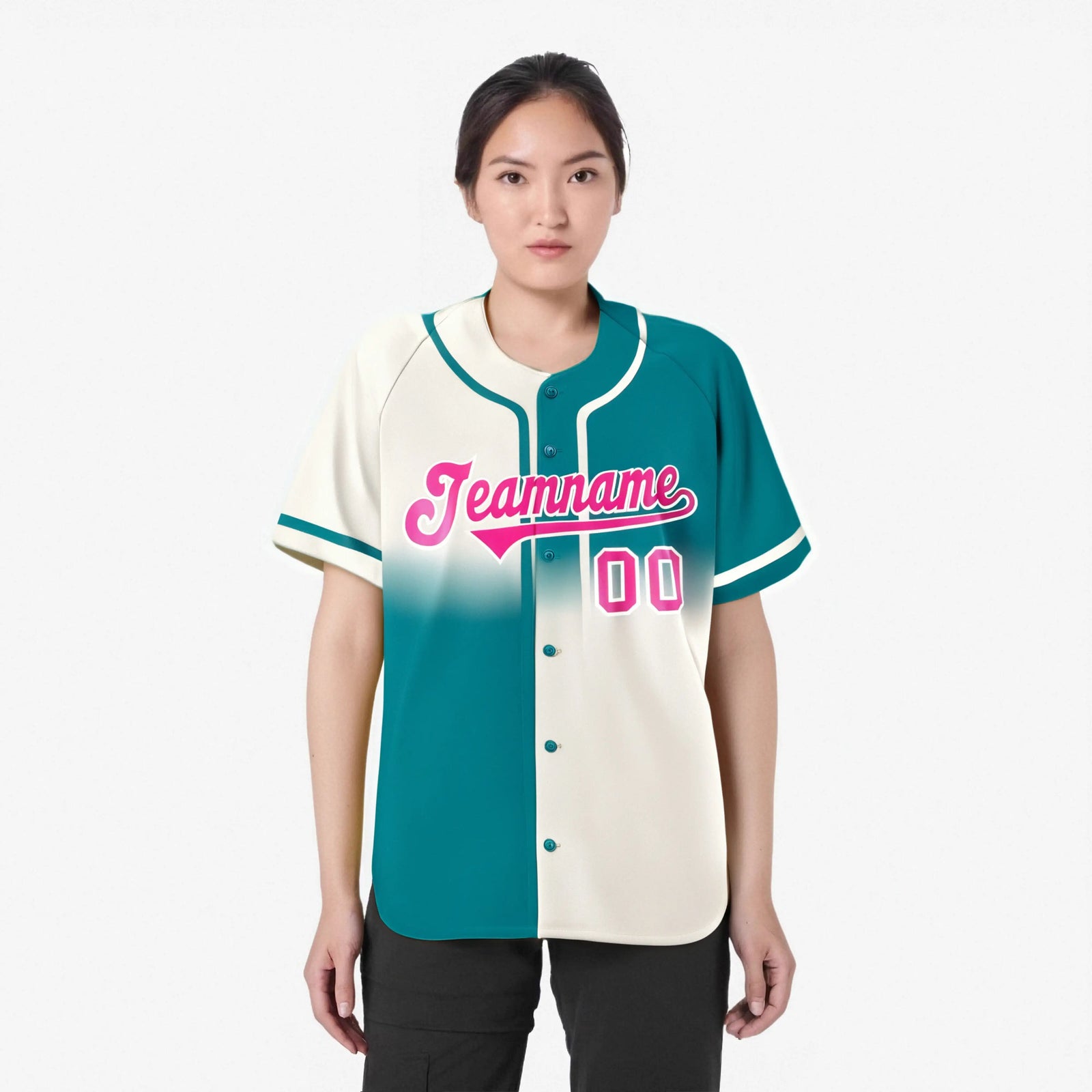 Custom Aqua Khaki Pink Authentic Split Fashion Baseball Jersey