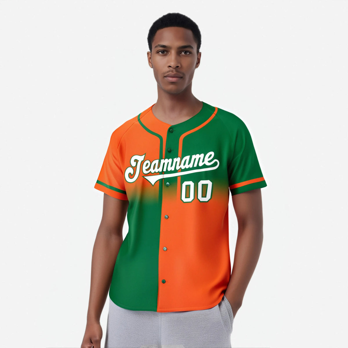 Custom Orange-Green White Authentic Split Fashion Baseball Jersey