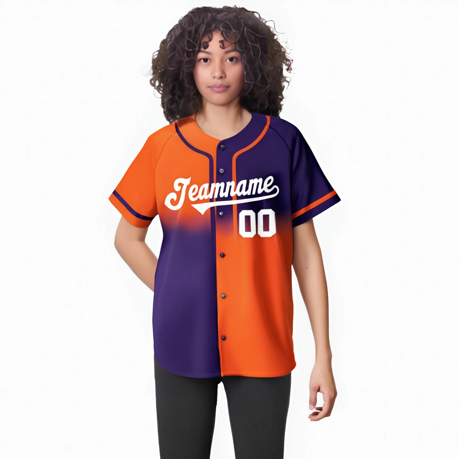 Custom Orange-Purple White Authentic Split Fashion Baseball Jersey