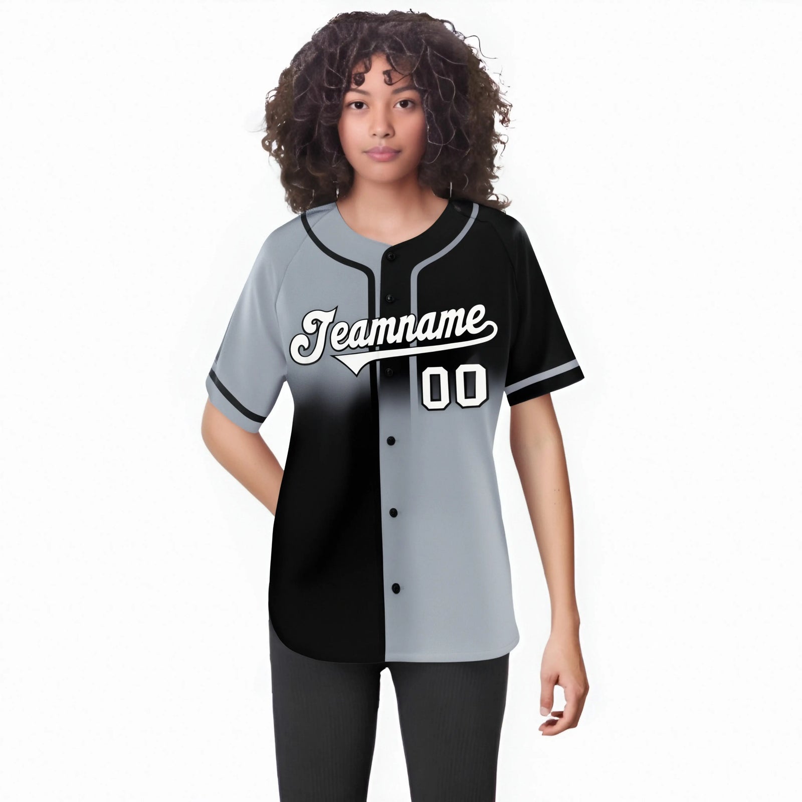 Custom Gray-Black White Authentic Split Fashion Baseball Jersey