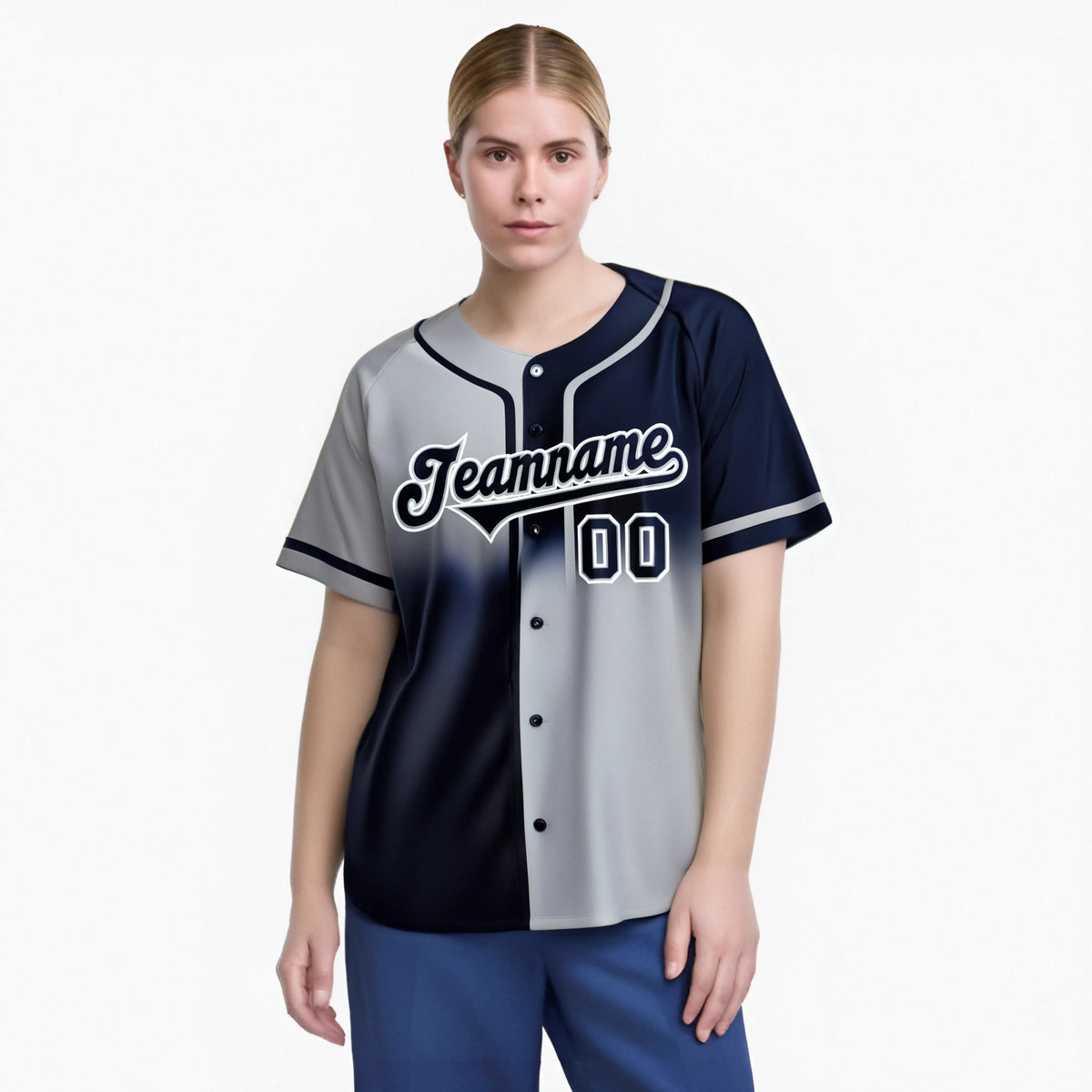Custom Gray-Navy White Authentic Split Fashion Baseball Jersey