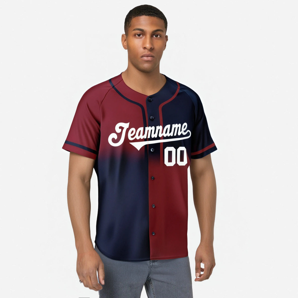 Custom Crimson-Navy White Authentic Split Fashion Baseball Jersey