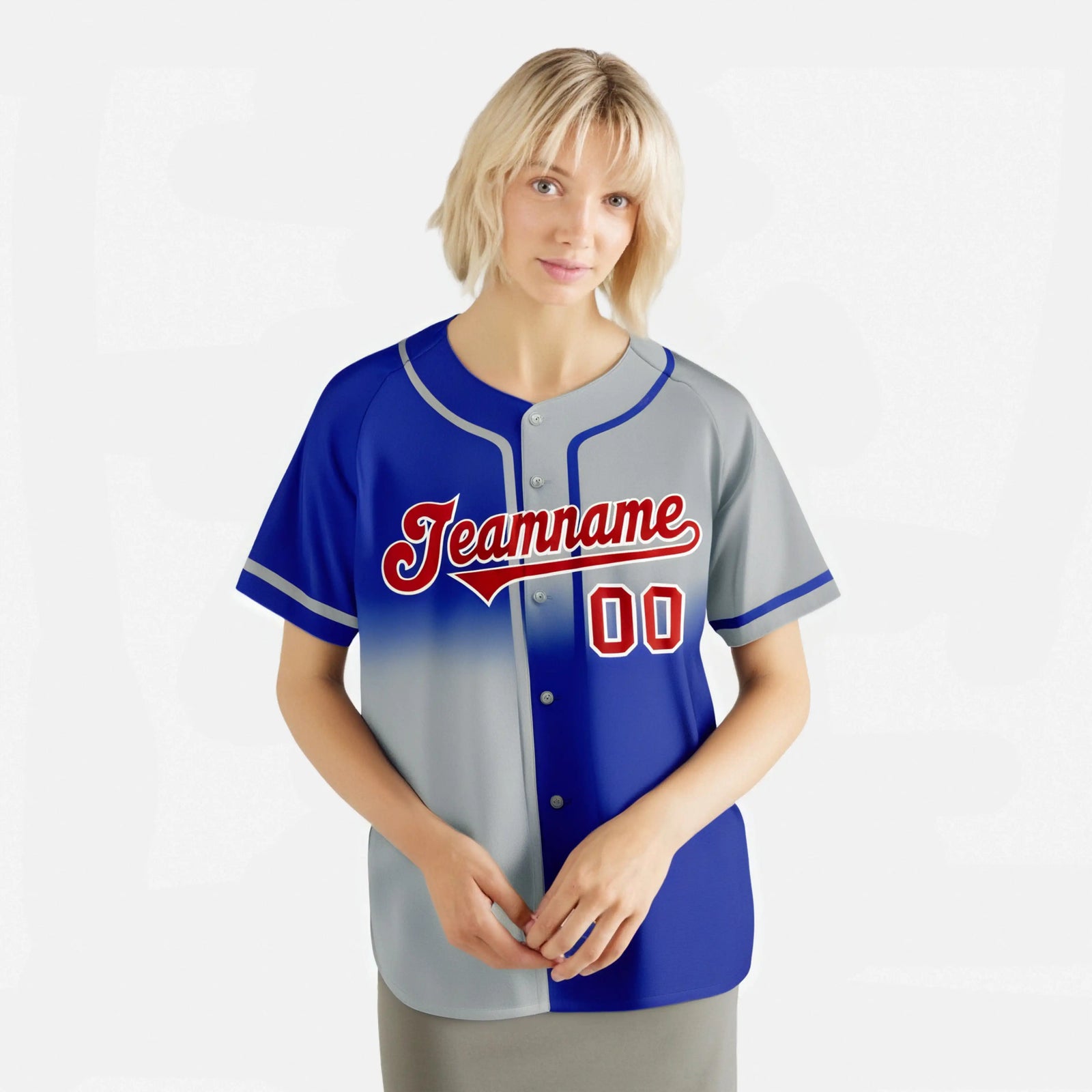 Custom Gray-Royal Blue White Authentic Split Fashion Baseball Jersey