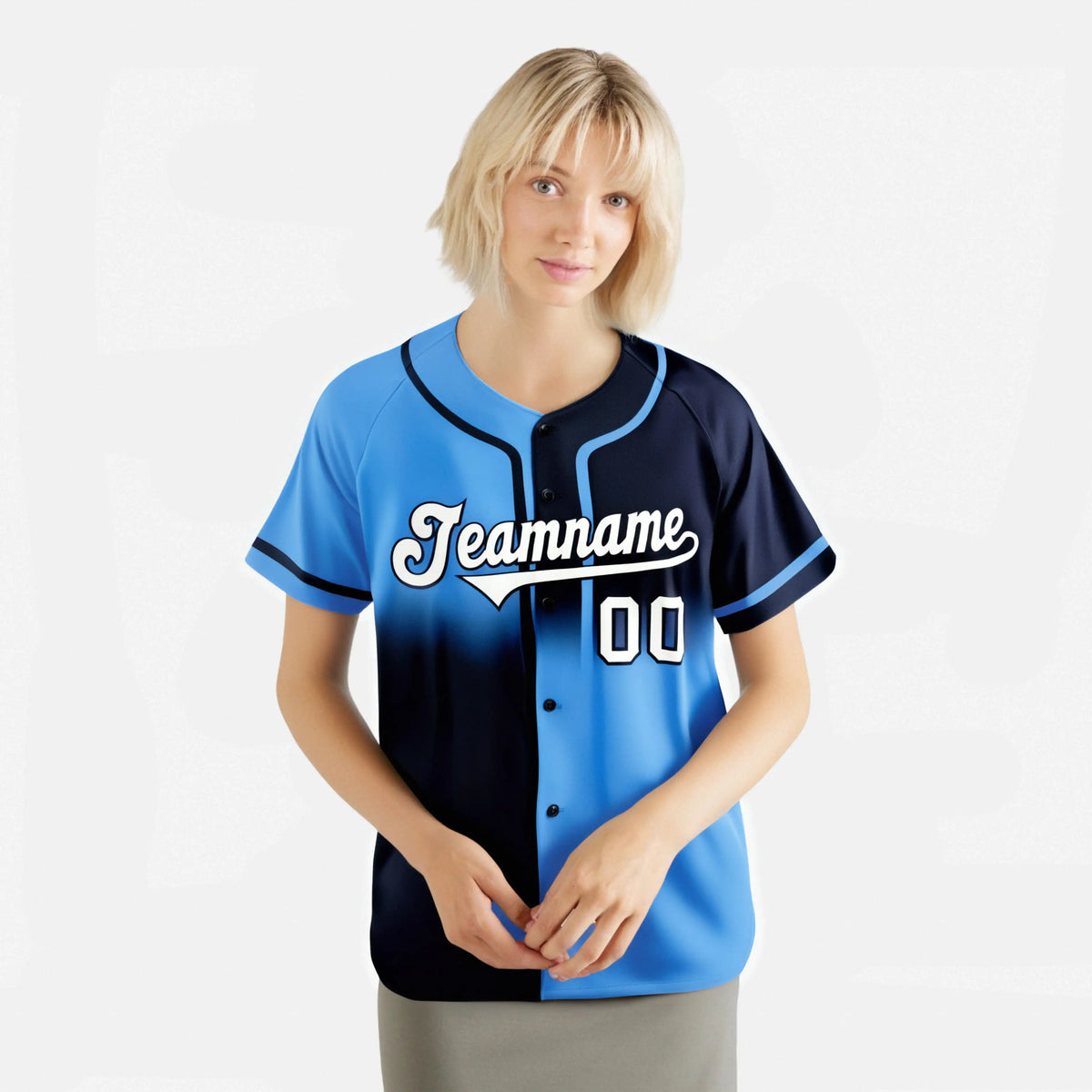 Custom Blue-Navy White Authentic Split Fashion Baseball Jersey