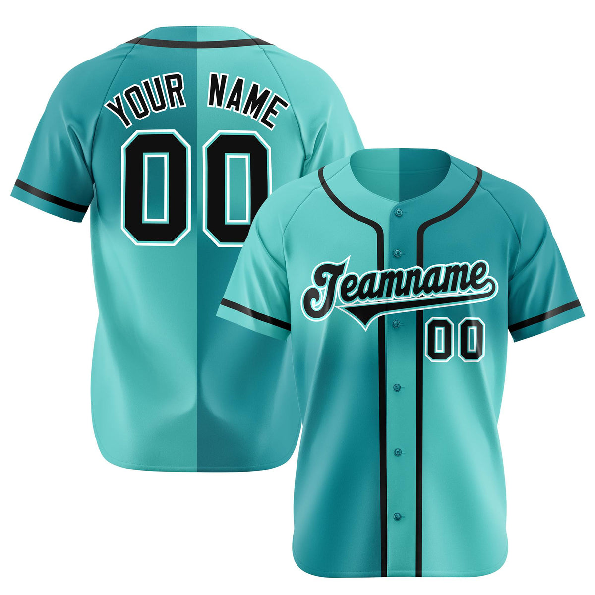 Custom Aqua-Bright Green Authentic Split Fashion Baseball Jersey