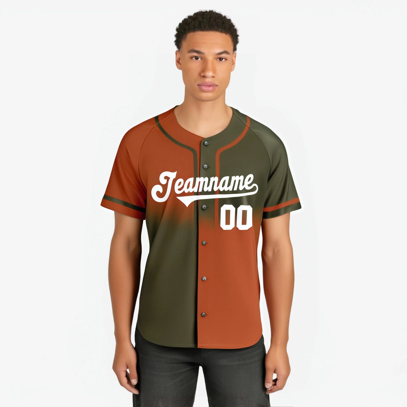 Custom Brown-Texas Orange White Authentic Split Fashion Baseball Jersey