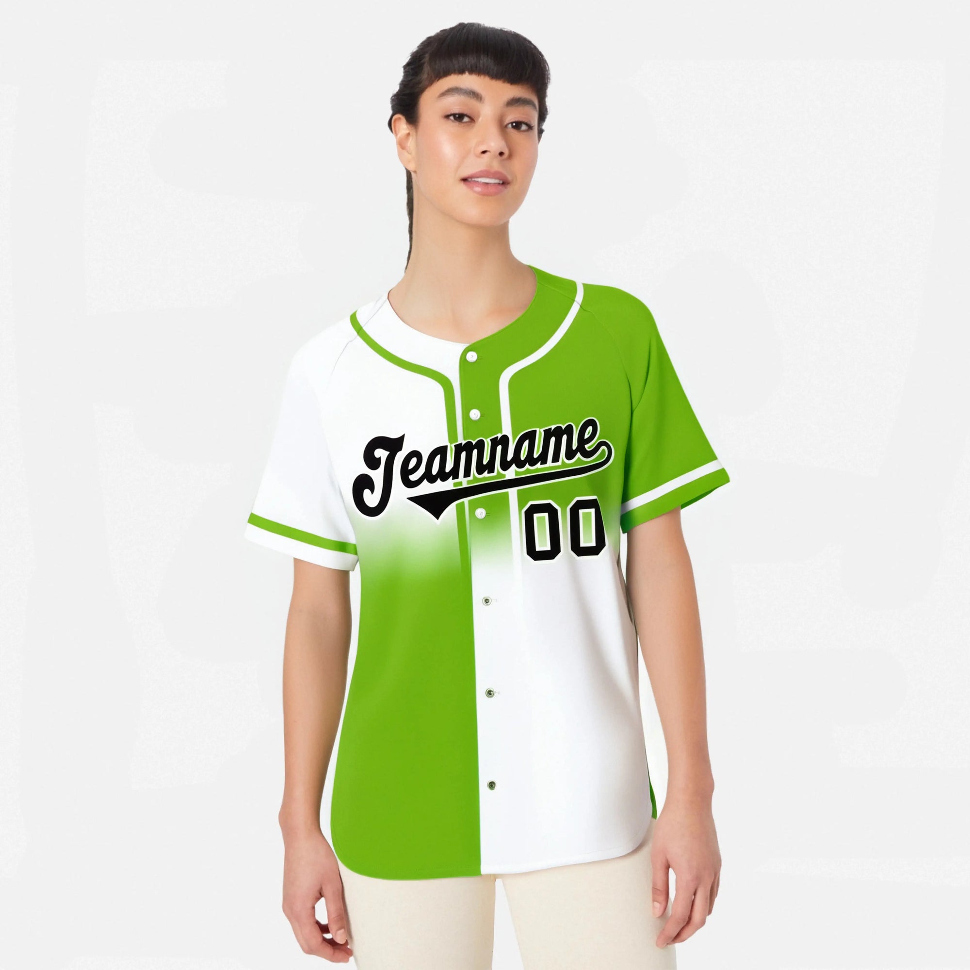 Custom Green-White Black Authentic Split Fashion Baseball Jersey