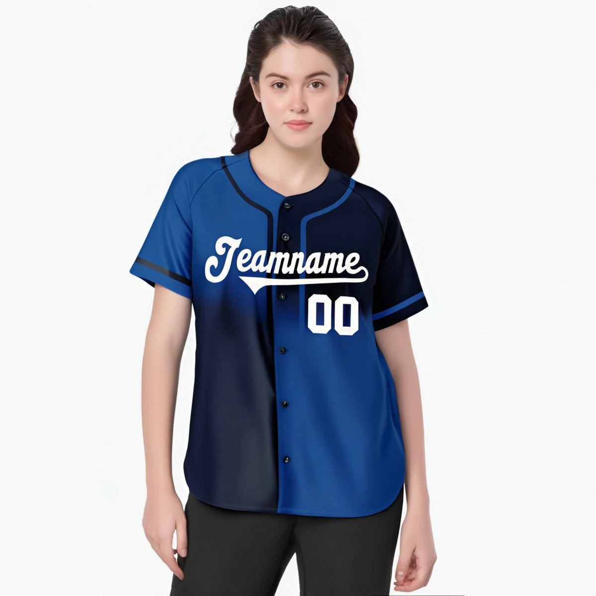 Custom Navy-Blue White Authentic Split Fashion Baseball Jersey
