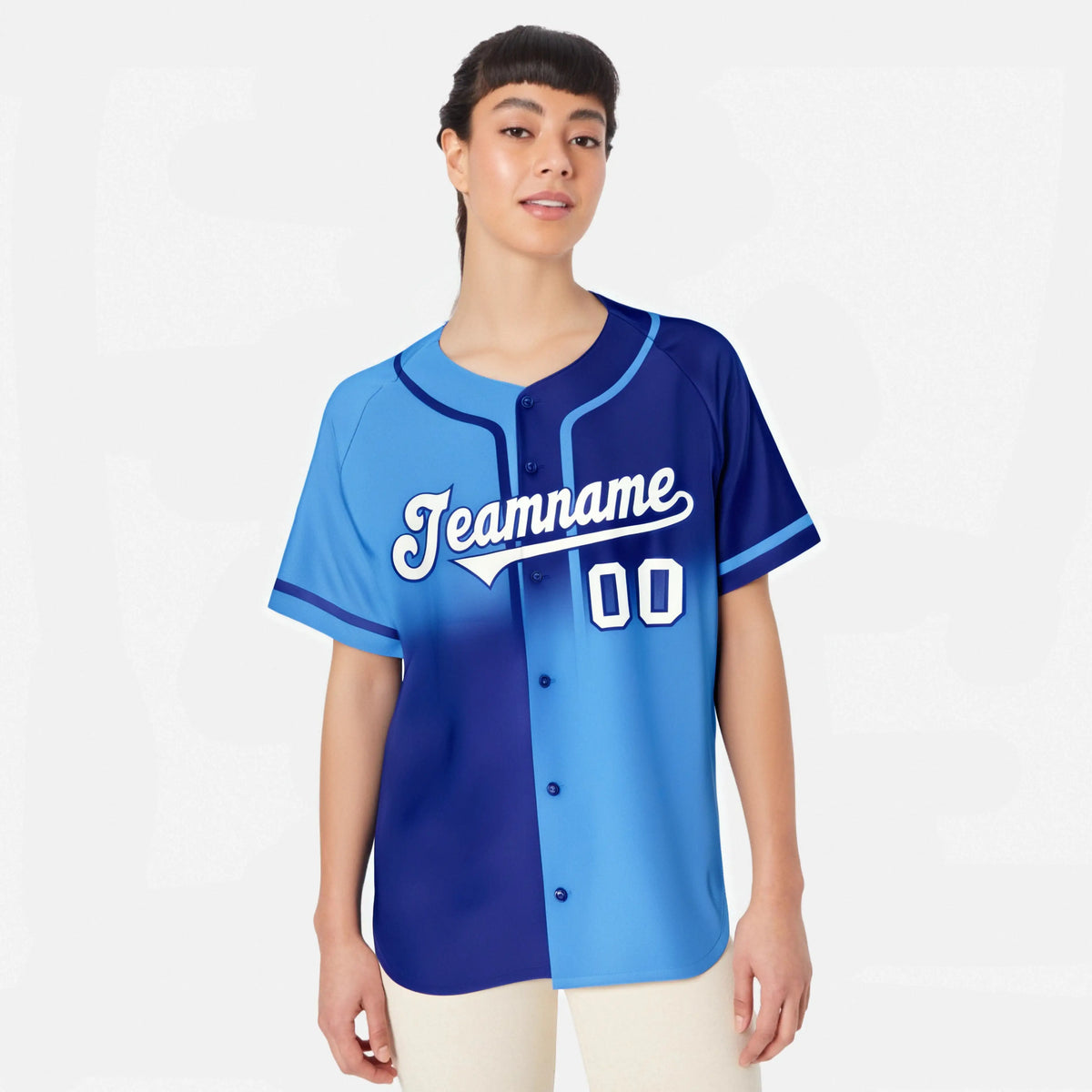 Custom Royal Blue-Blue White Authentic Split Fashion Baseball Jersey