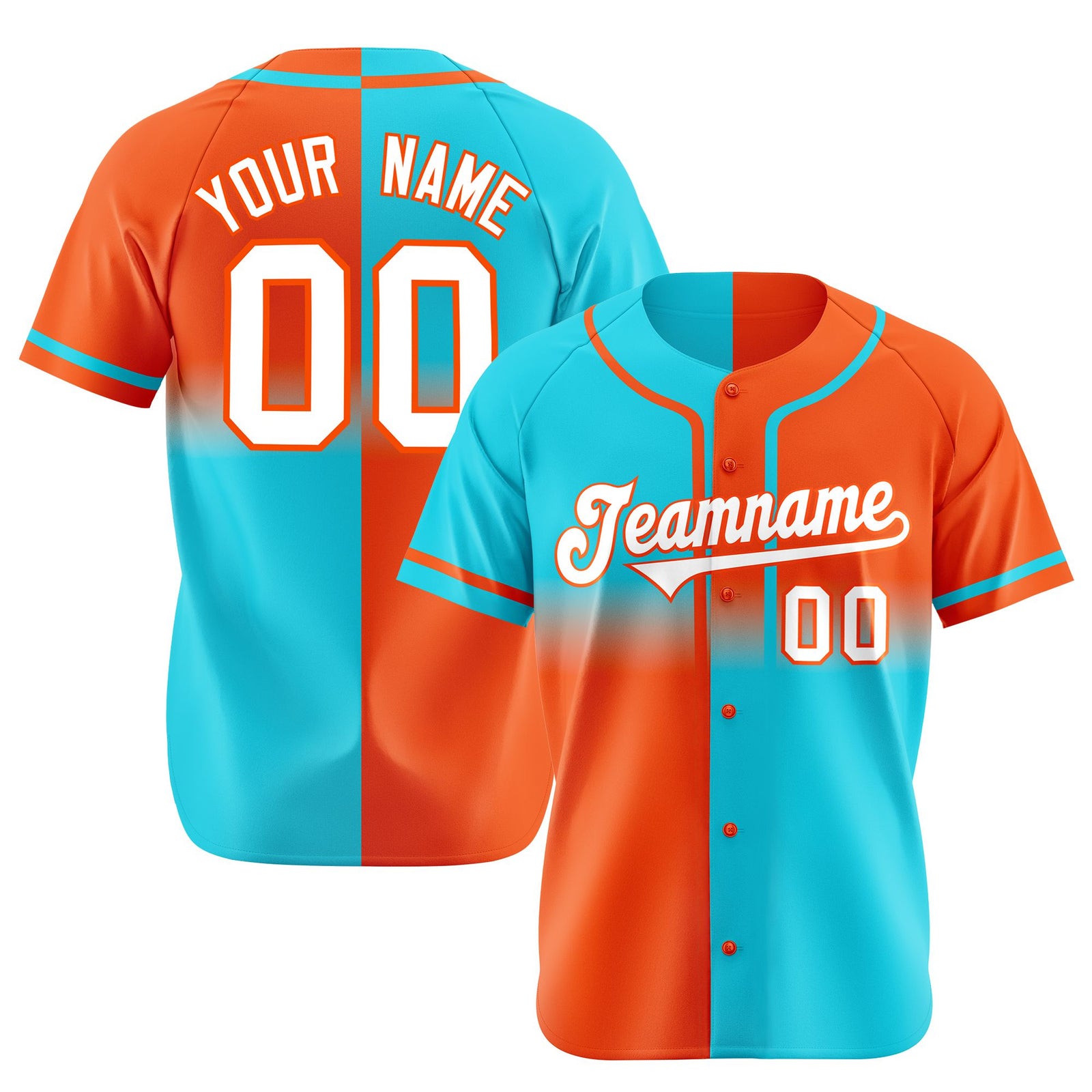 Custom Orange-Blue White Authentic Split Fashion Baseball Jersey