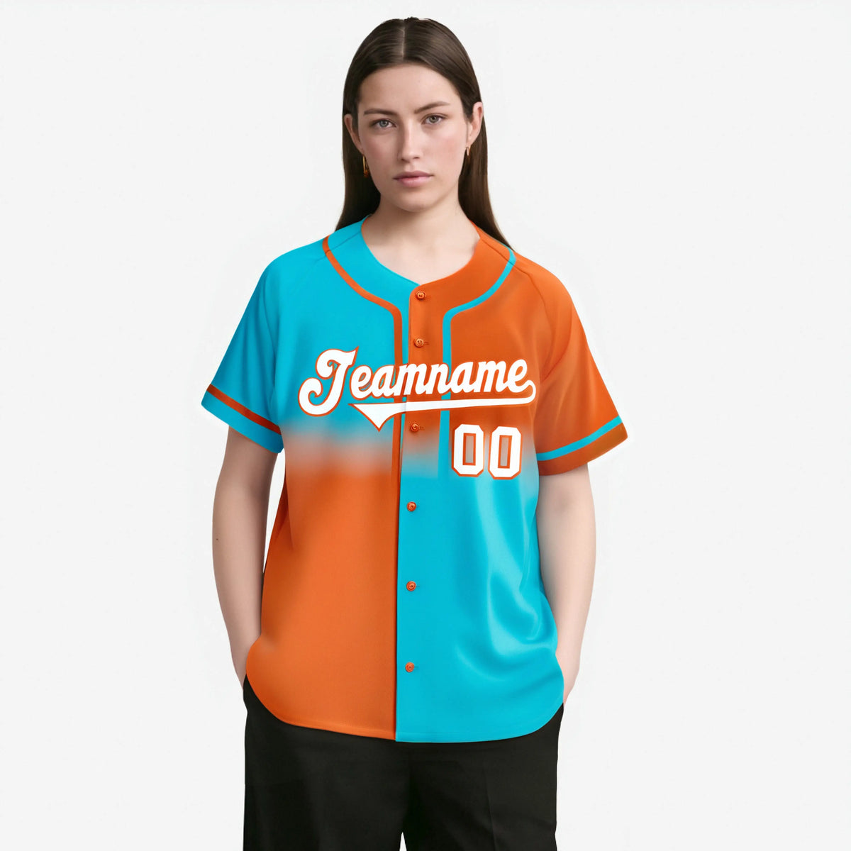 Custom Orange-Blue White Authentic Split Fashion Baseball Jersey