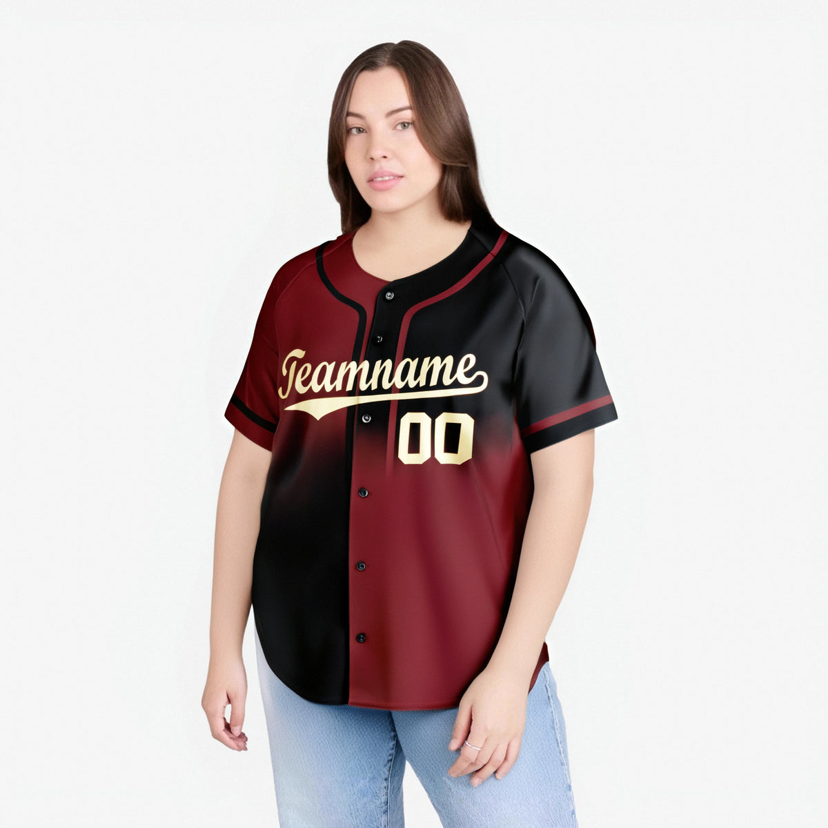 Custom Crimson-Black Authentic Split Fashion Baseball Jersey