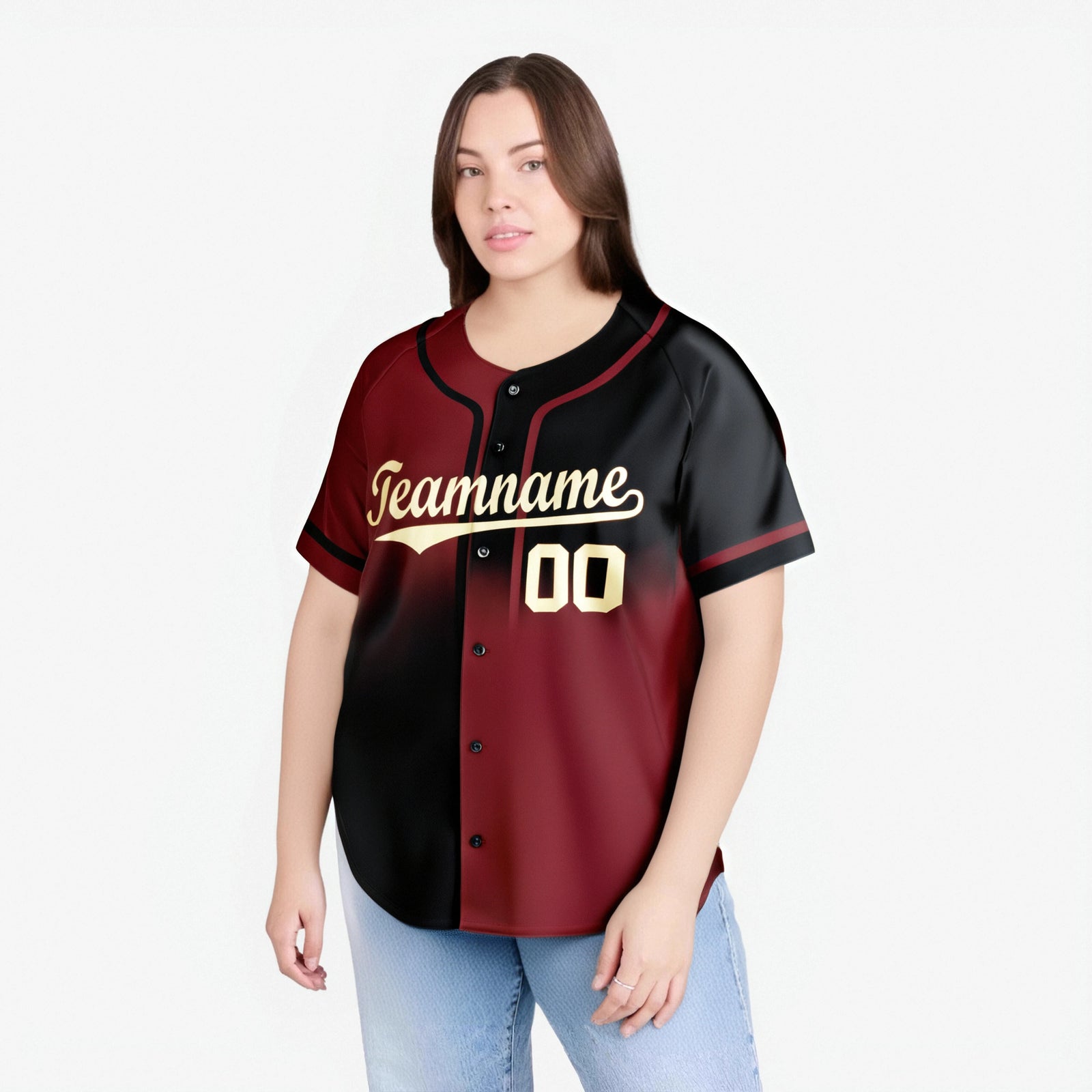 Custom Crimson-Black Authentic Split Fashion Baseball Jersey