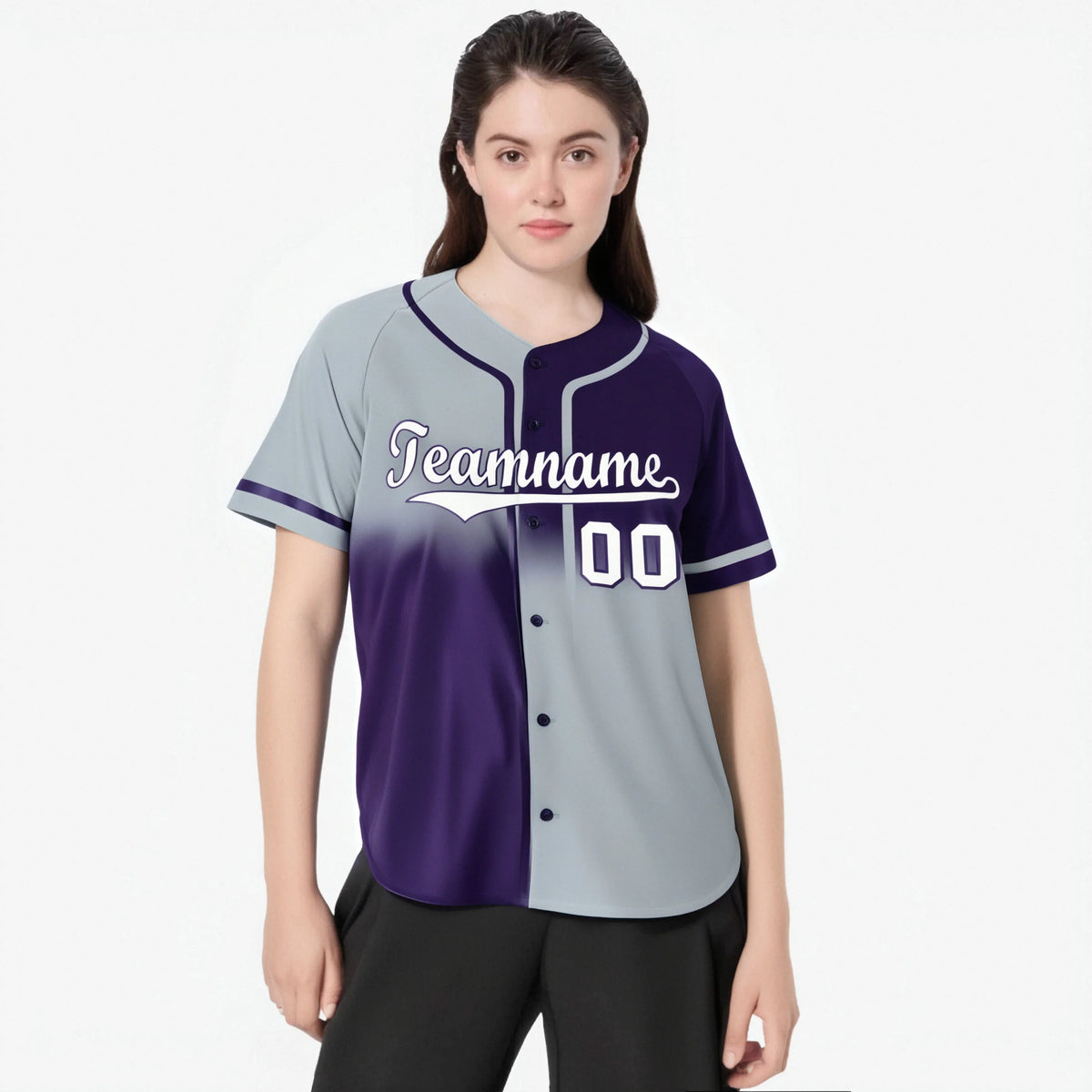 Custom Gray-Purple White Authentic Split Fashion Baseball Jersey