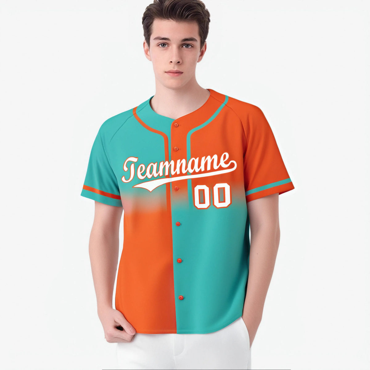 Custom Orange-Bright Green White Authentic Split Fashion Baseball Jersey
