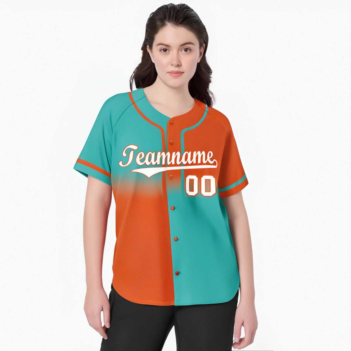 Custom Orange-Bright Green White Authentic Split Fashion Baseball Jersey