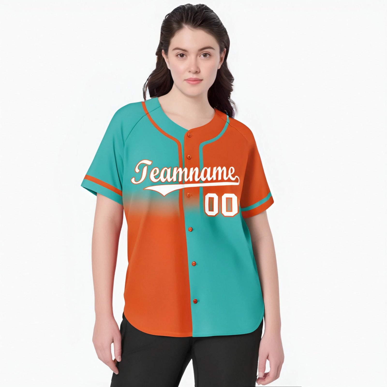 Custom Orange-Bright Green White Authentic Split Fashion Baseball Jersey