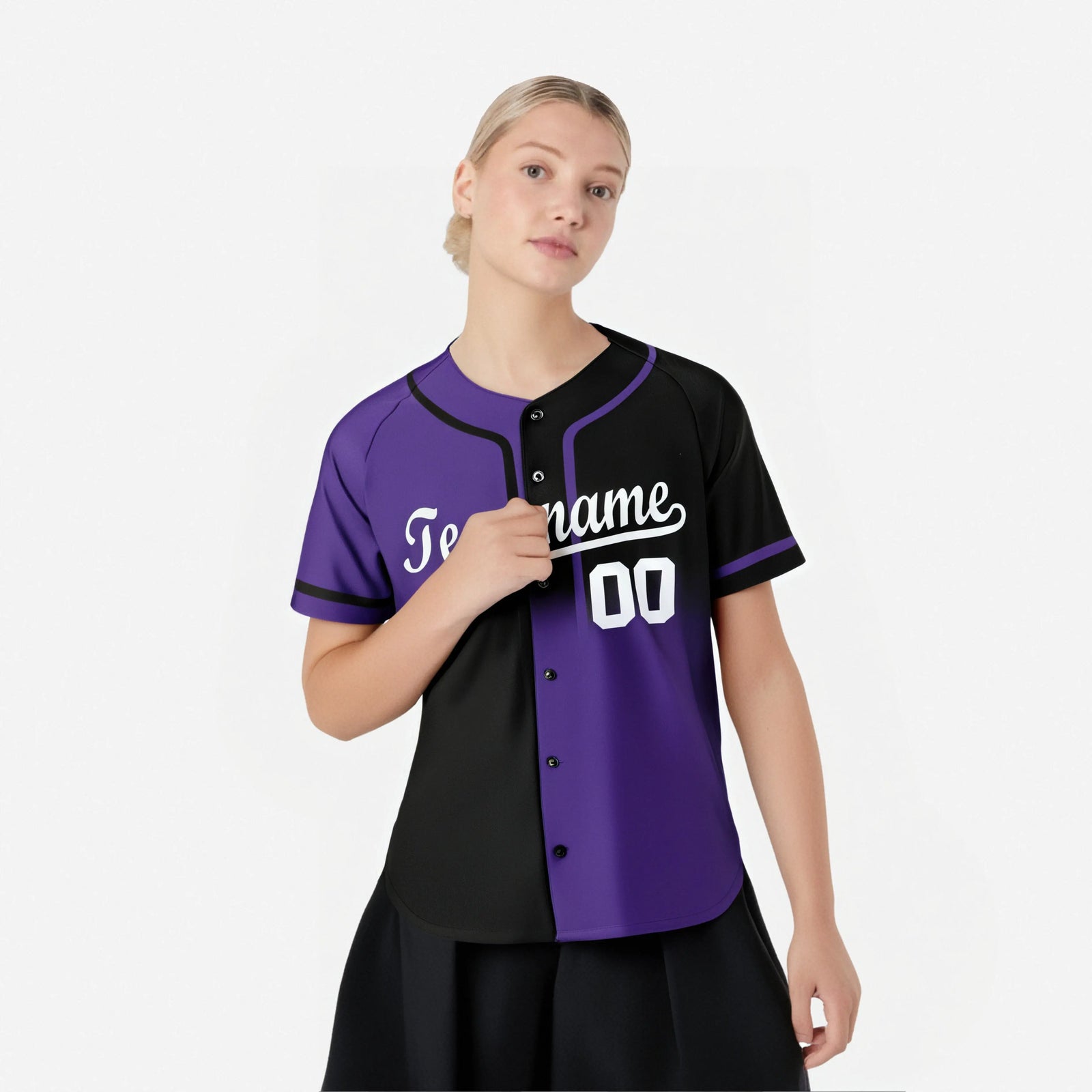 Custom Black-Purple Gray Authentic Split Fashion Baseball Jersey