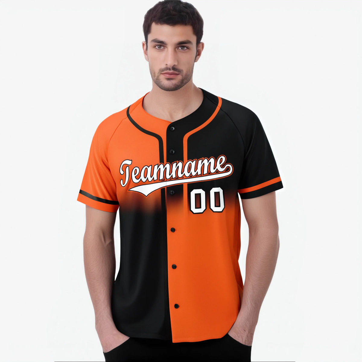 Custom Orange-Black White Authentic Split Fashion Baseball Jersey