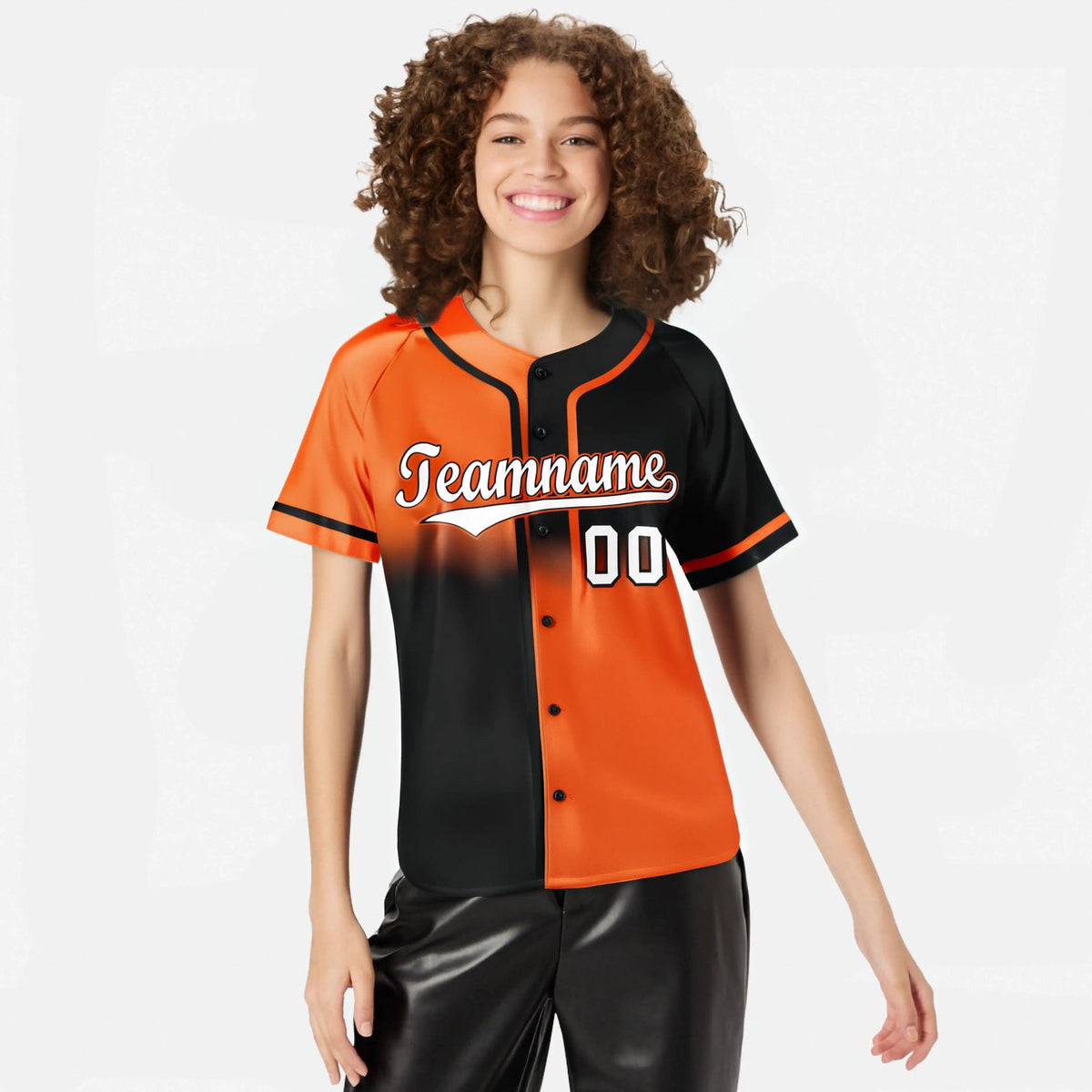 Custom Orange-Black White Authentic Split Fashion Baseball Jersey