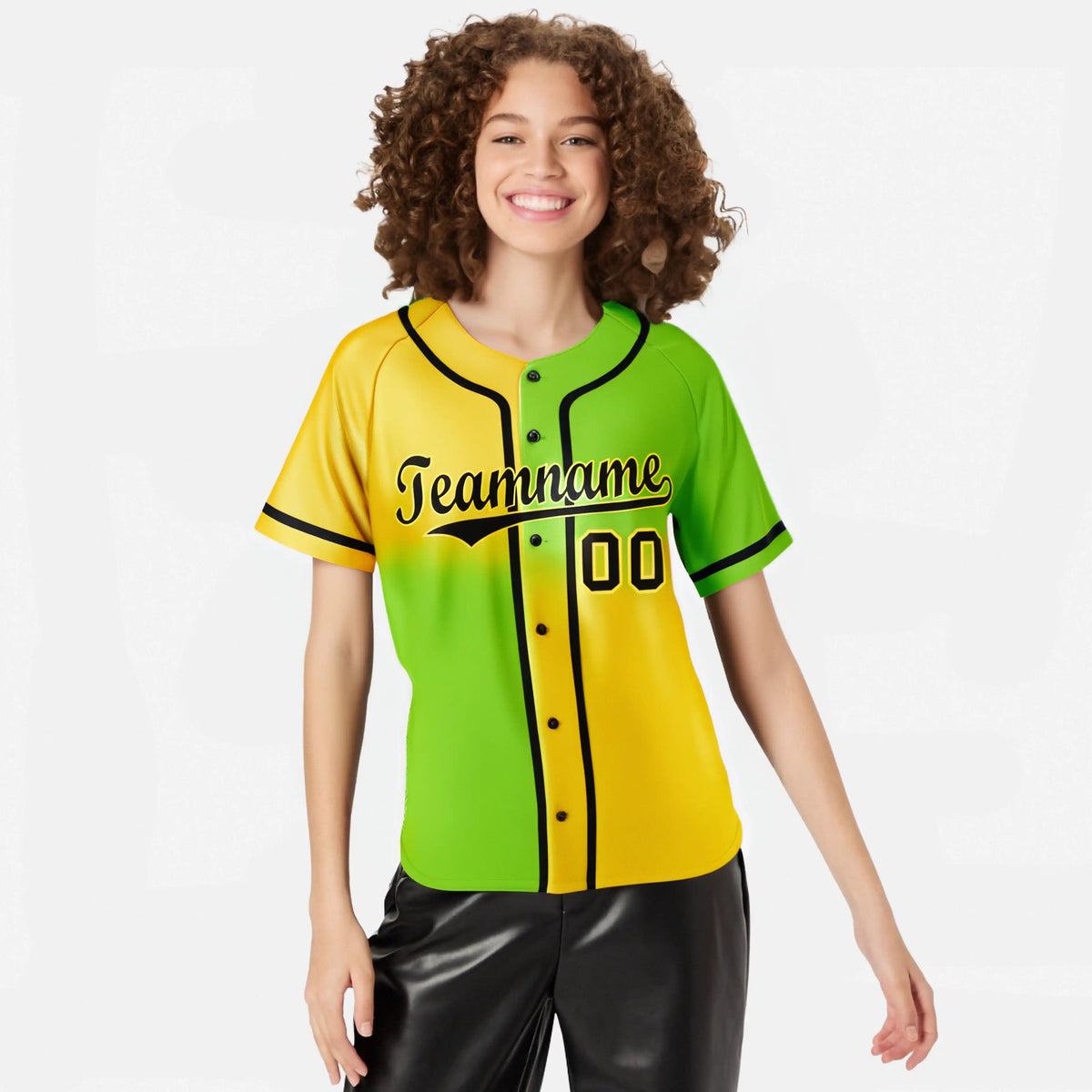 Custom Gold-Green Black Authentic Split Fashion Baseball Jersey