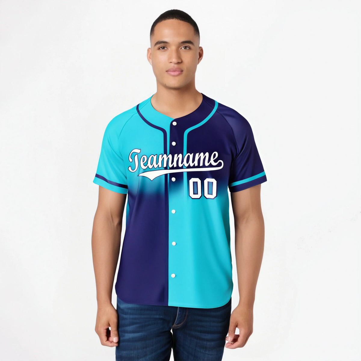 Custom Purple-Blue White Authentic Split Fashion Baseball Jersey