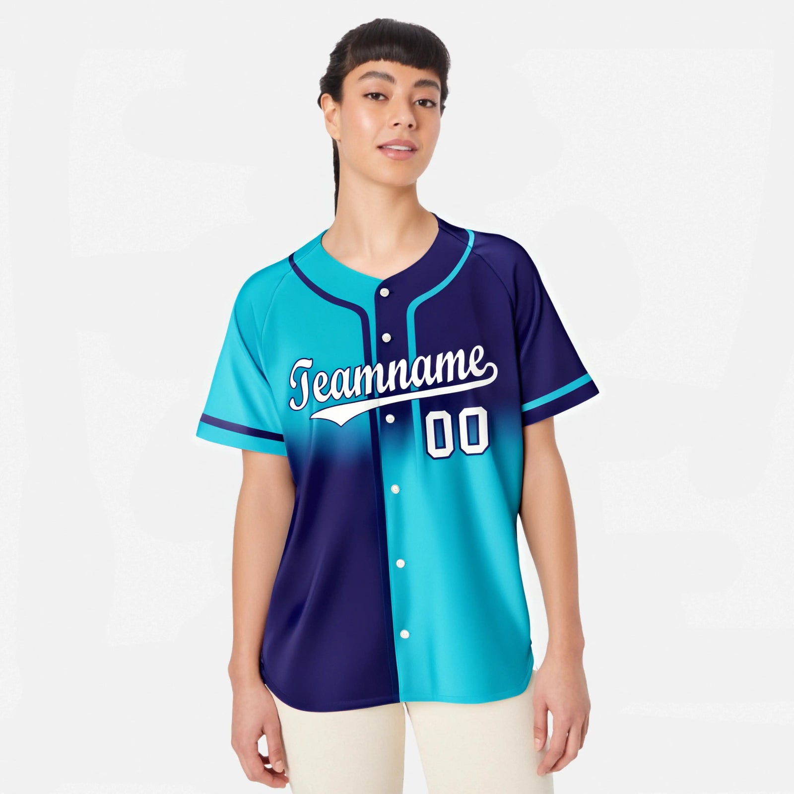 Custom Purple-Blue White Authentic Split Fashion Baseball Jersey