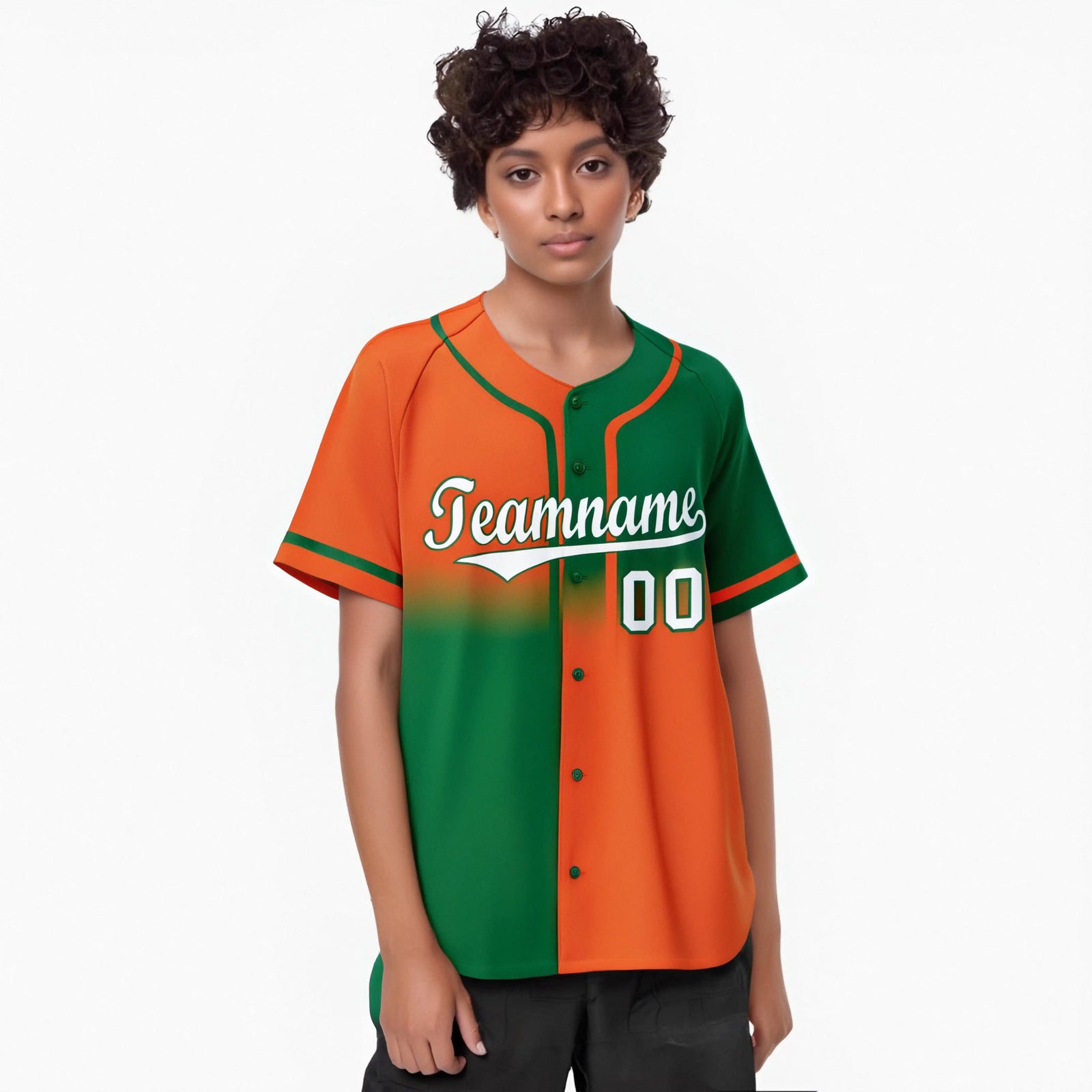 Custom Orange-Green White Authentic Split Fashion Baseball Jersey