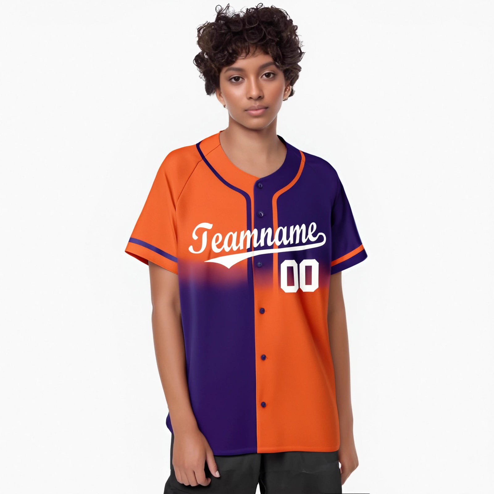 Custom Orange-Purple White Authentic Split Fashion Baseball Jersey