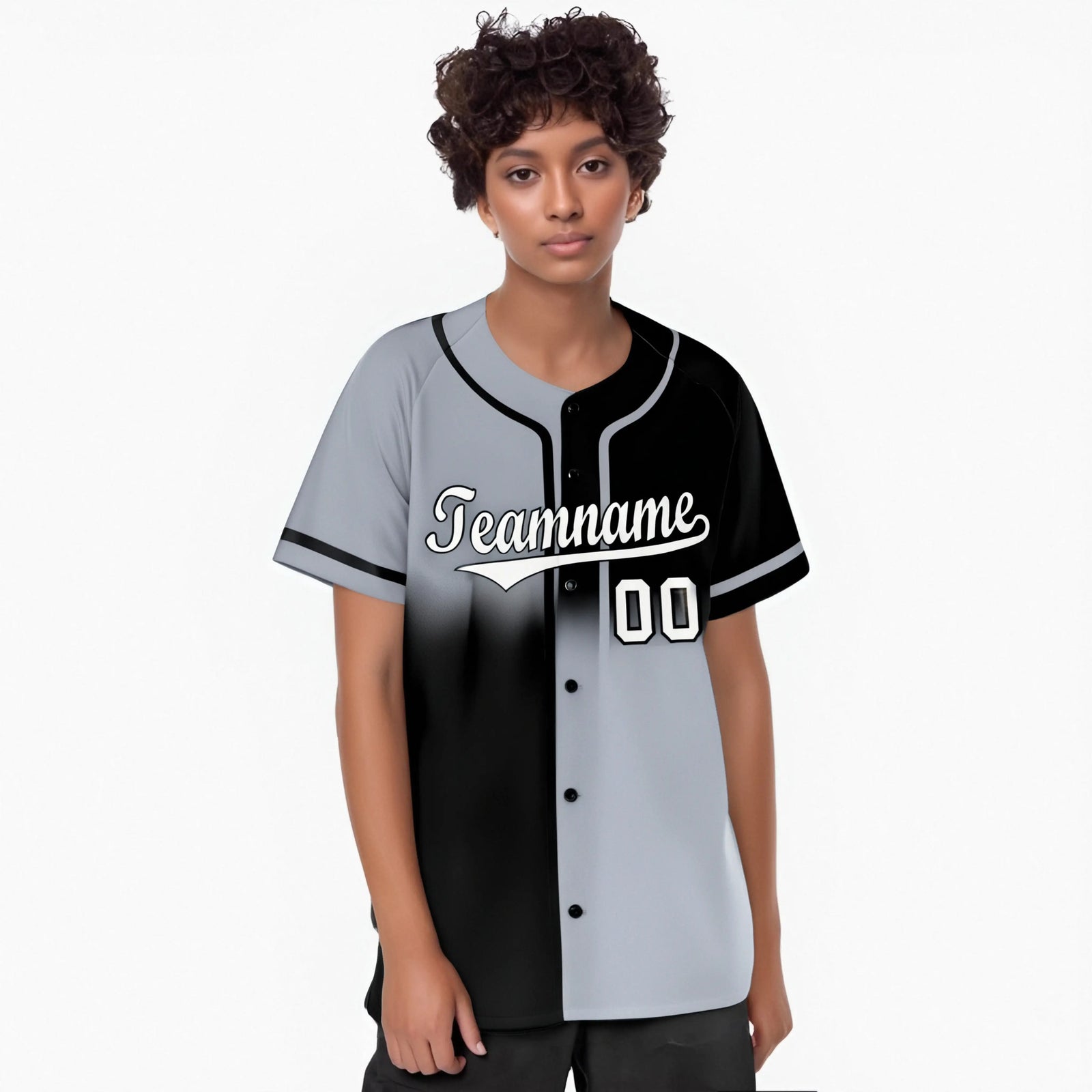 Custom Gray-Black White Authentic Split Fashion Baseball Jersey