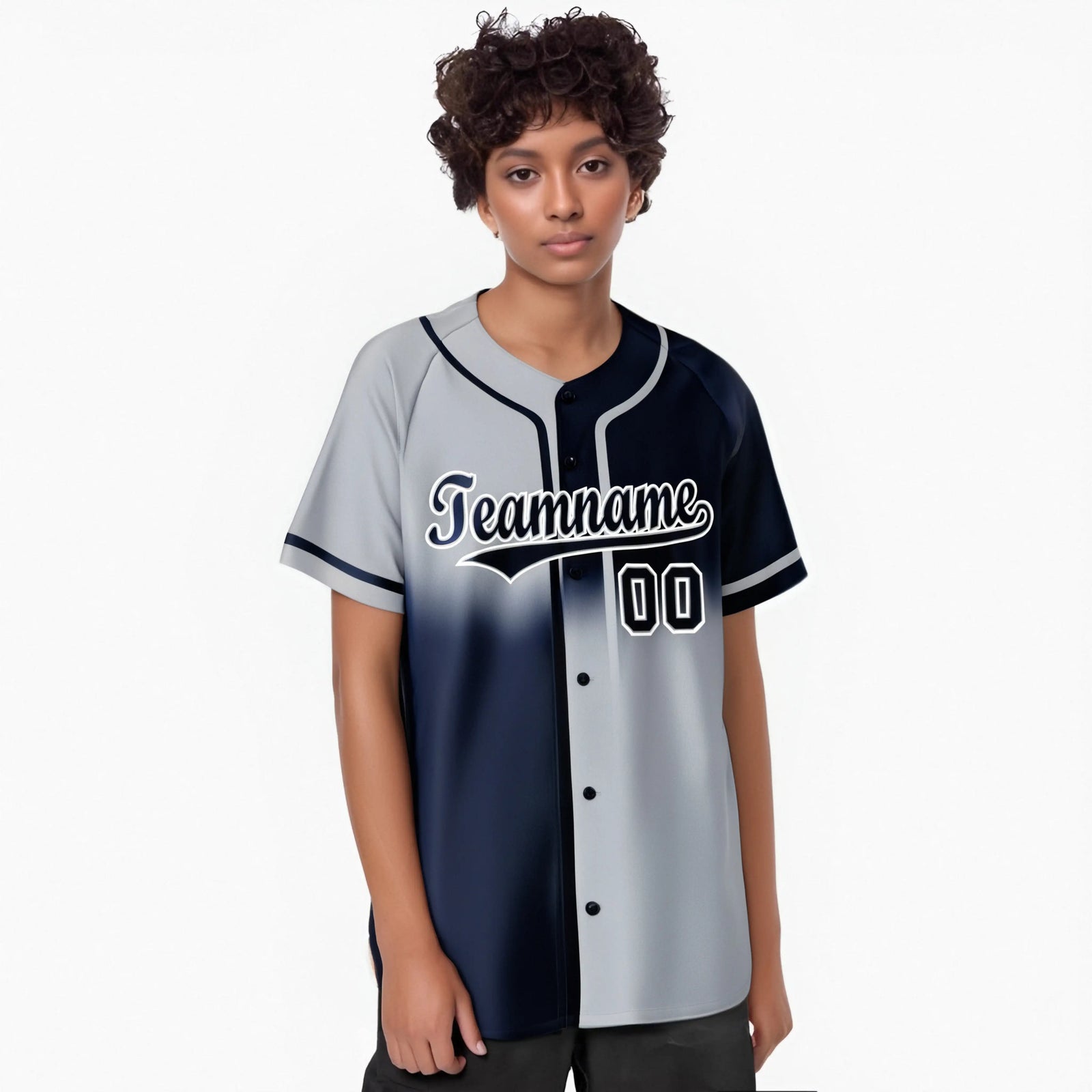 Custom Gray-Navy White Authentic Split Fashion Baseball Jersey