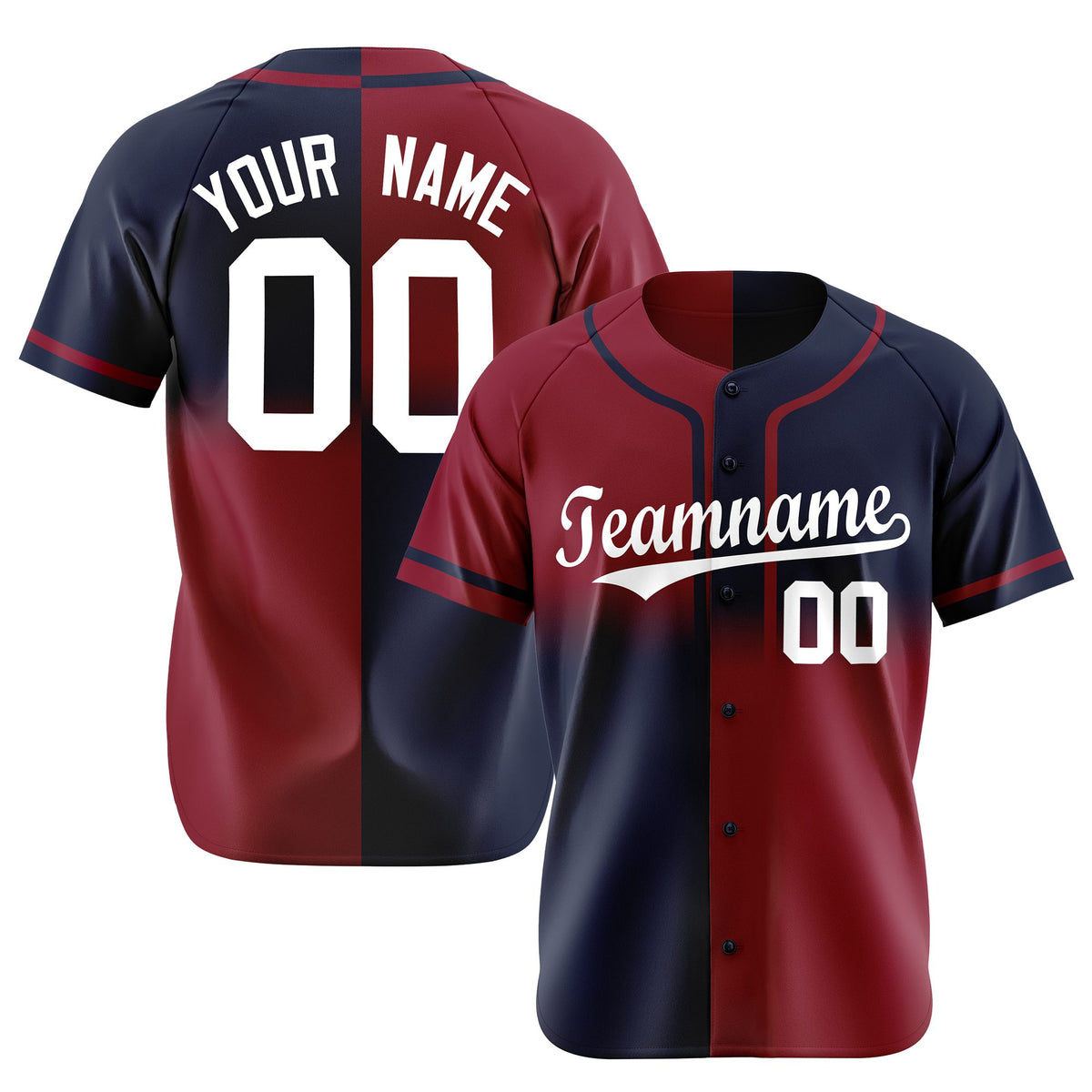 Custom Crimson-Navy White Authentic Split Fashion Baseball Jersey