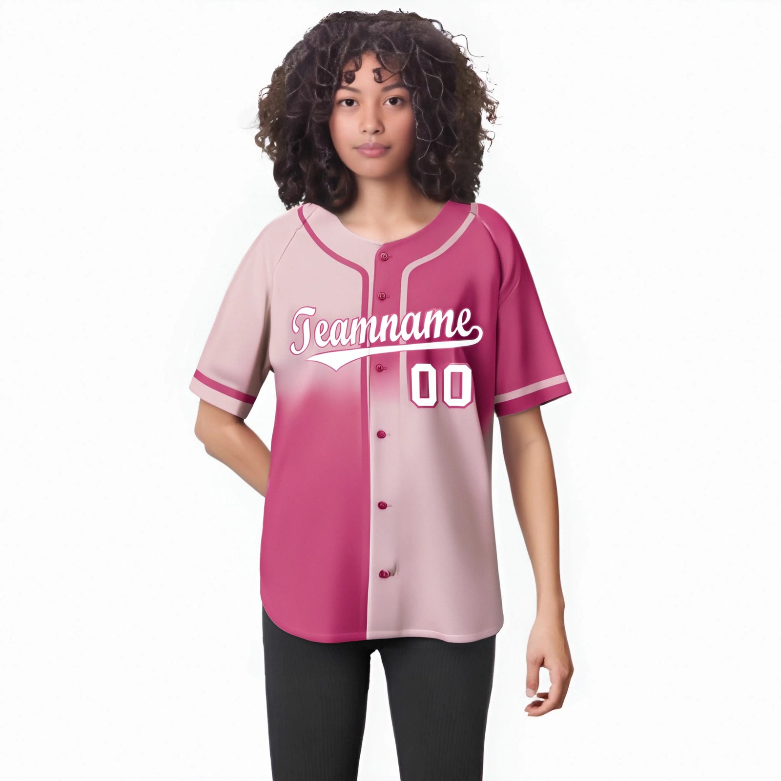 Custom Pink White Authentic Split Fashion Baseball Jersey