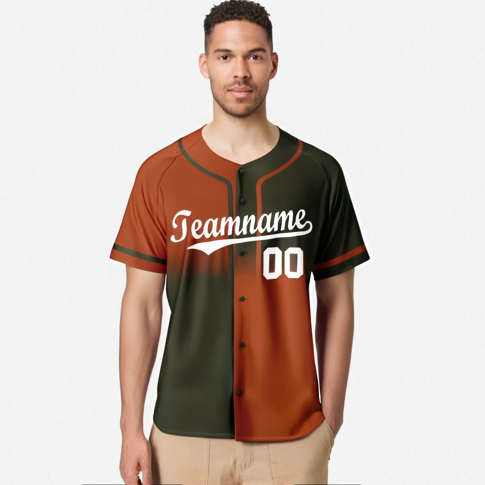 Custom Brown-Texas Orange White Authentic Split Fashion Baseball Jersey