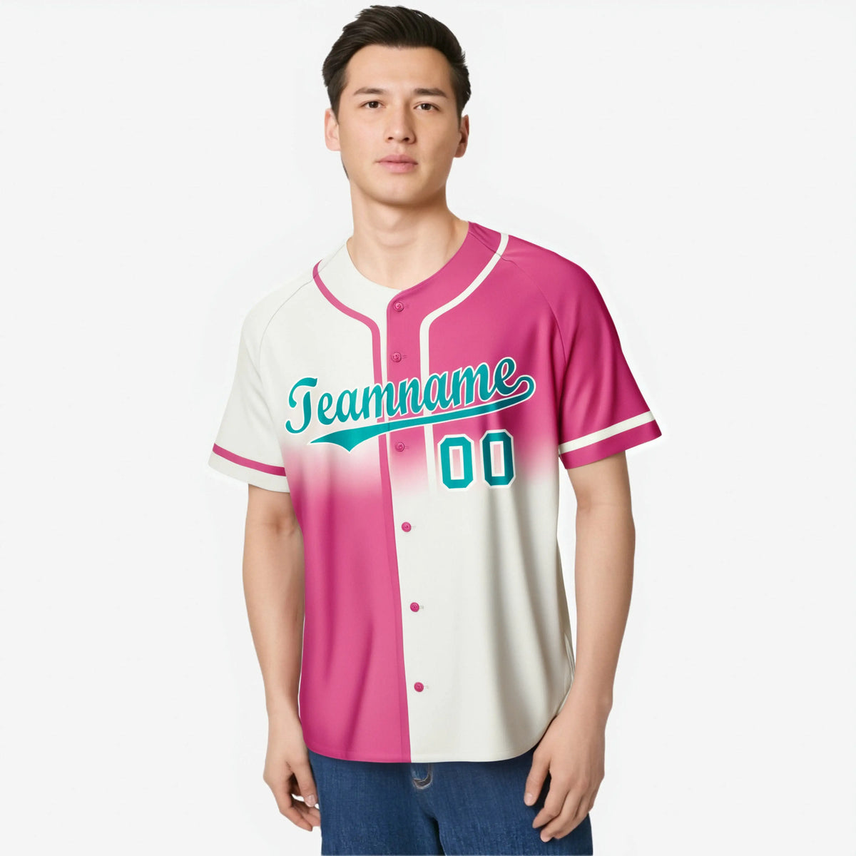 Custom Pink Khaki-Bright Green Authentic Split Fashion Baseball Jersey